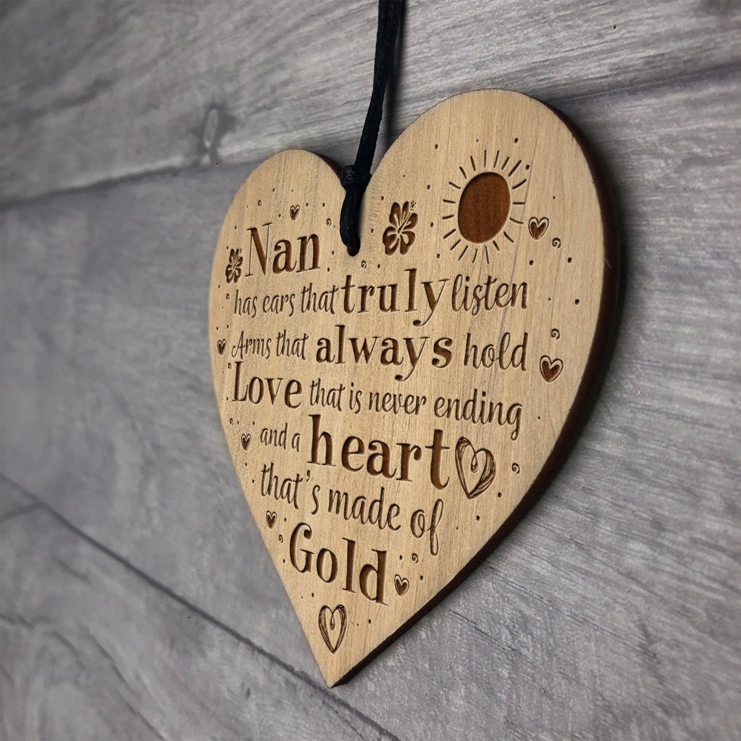 Nan Plaque Engraved Heart Nan Birthday Christmas Gift