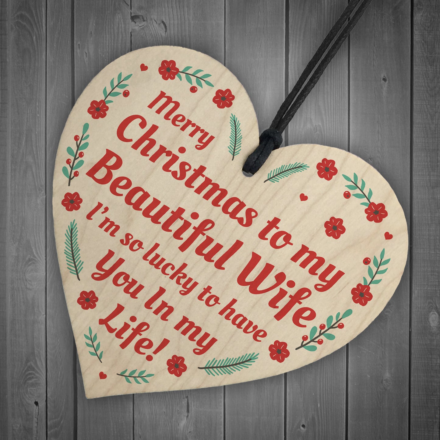 Christmas Gift For Wife Novelty Wooden Heart Gift From Husband