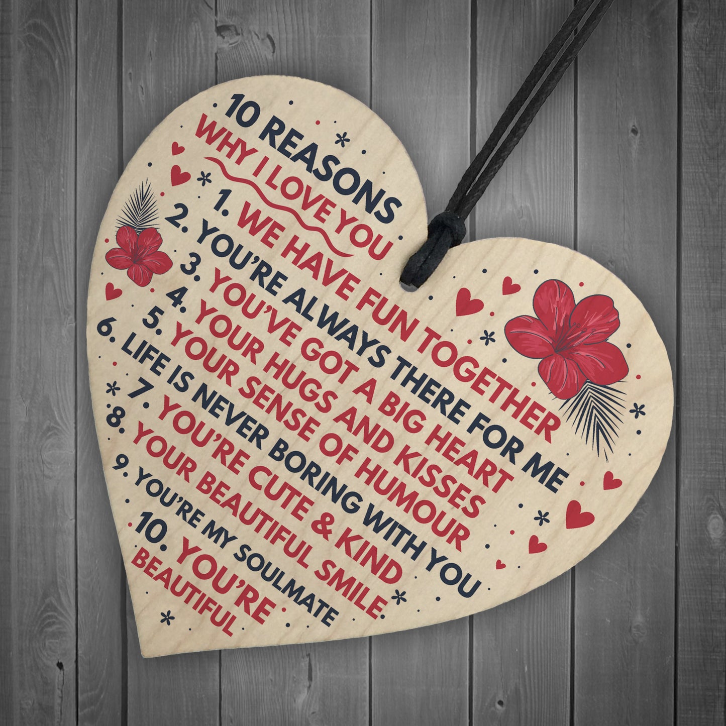 Valentines Day Anniversary Wood Heart Gift FBoyfriend Girlfriend