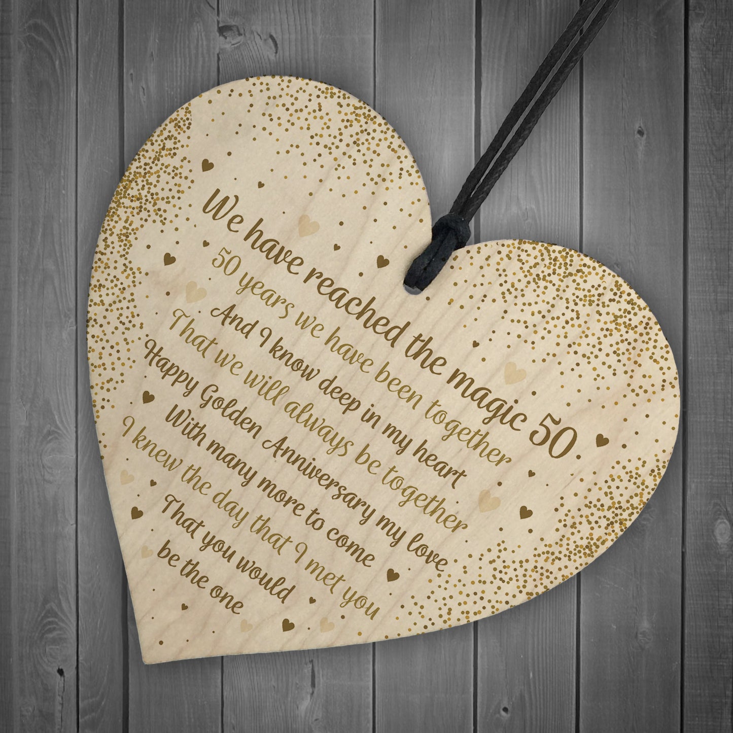 50th Wedding Anniversary Gift For Husband Wife Wood Heart