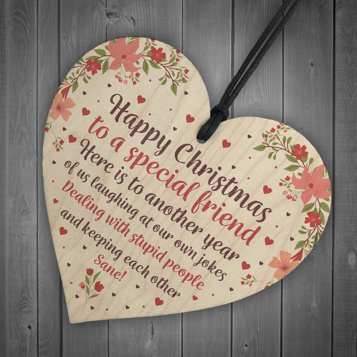 Christmas Gift Wood Heart Sign Novelty Friendship Gift Friend