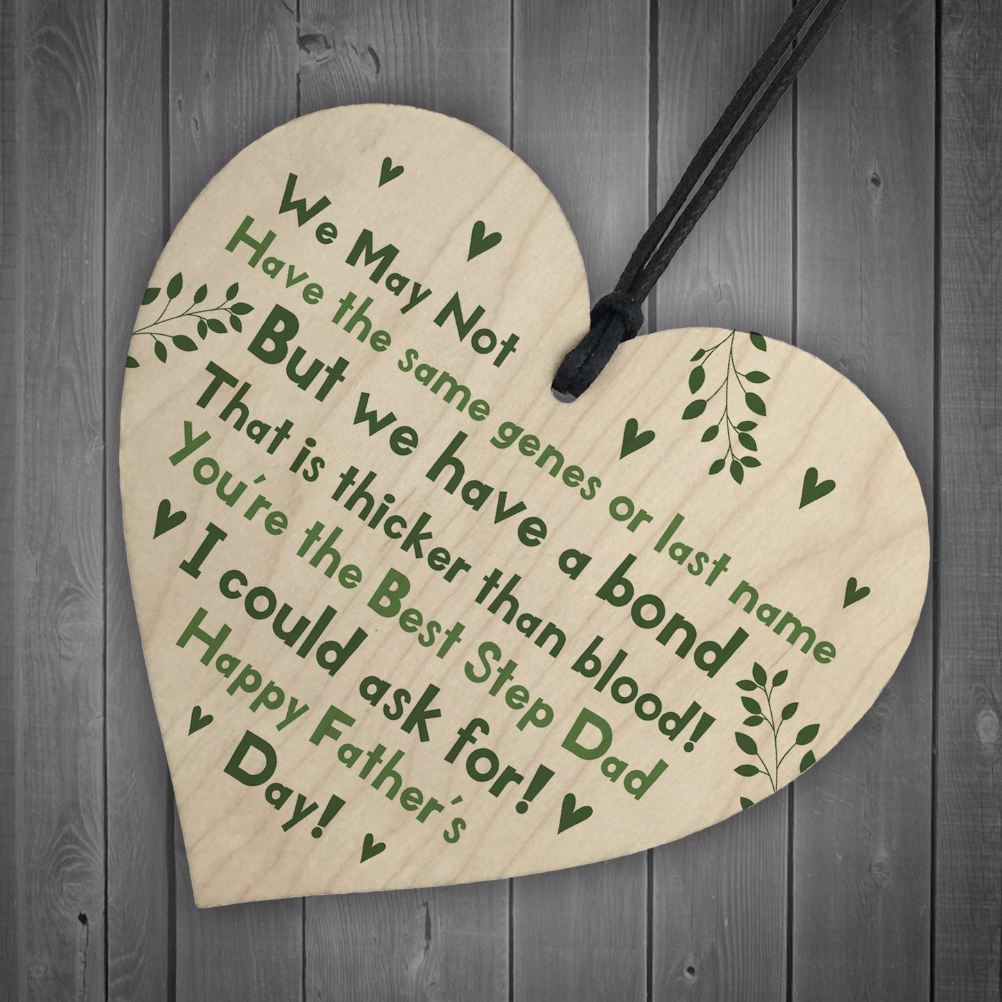 Stepdad Gift For Fathers Day Wood Heart Thank You Gift For Him