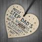 Funny Rude Fathers Day Gift For Step Dad Novelty Wooden Hear