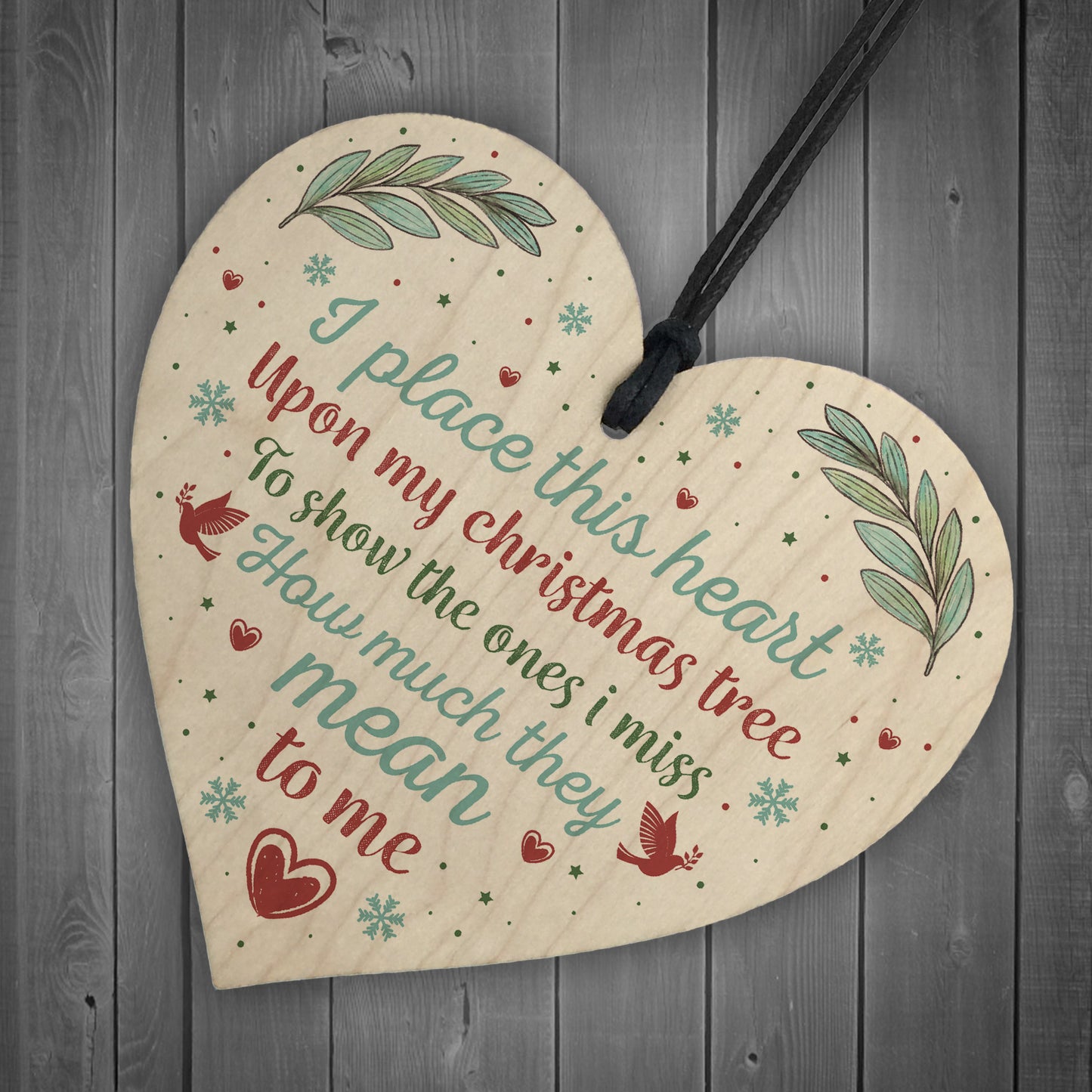 Christmas Tree Decoration Memorial Wooden Heart Plaque Gifts