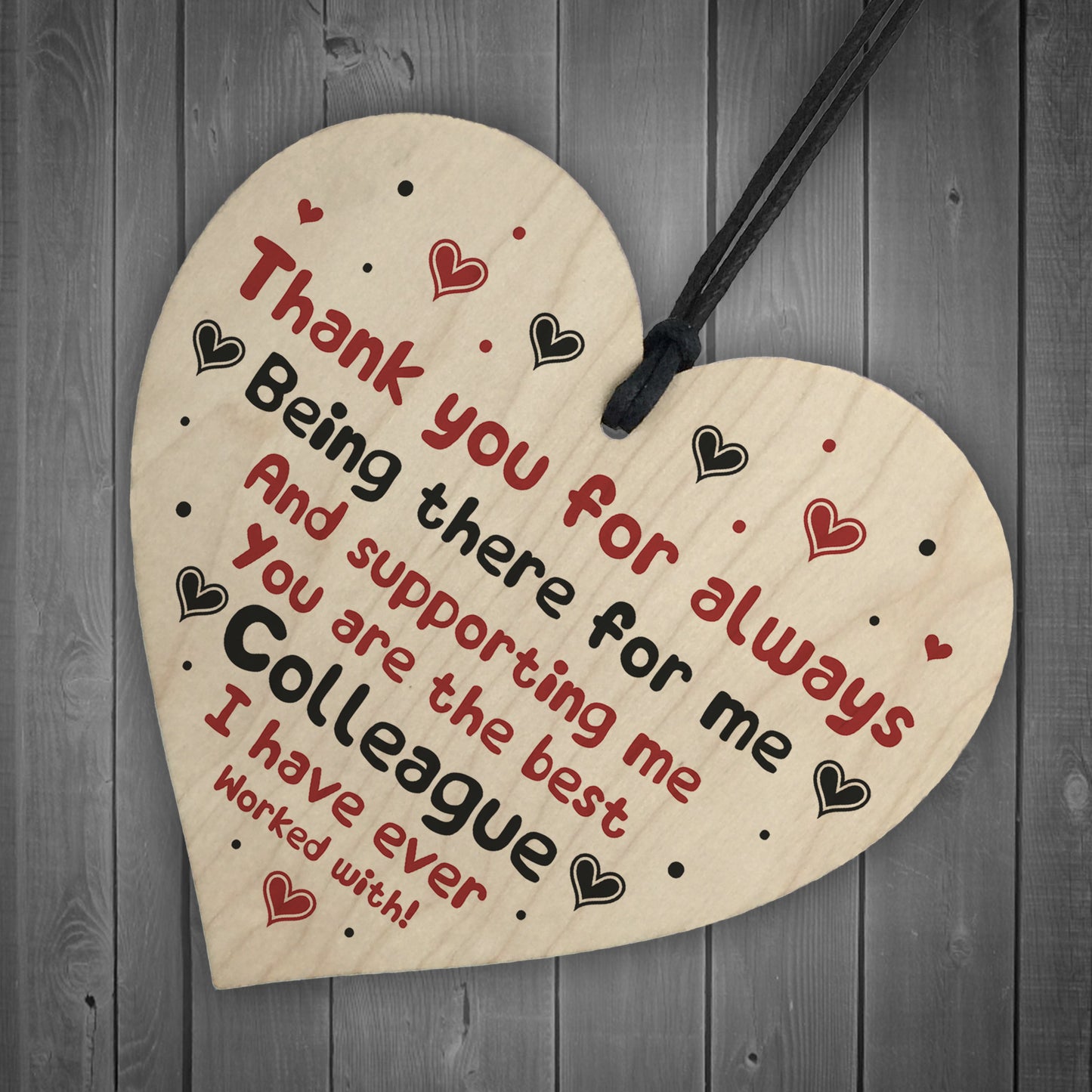 Novelty Gift For Colleague Wooden Heart Thank You Gift