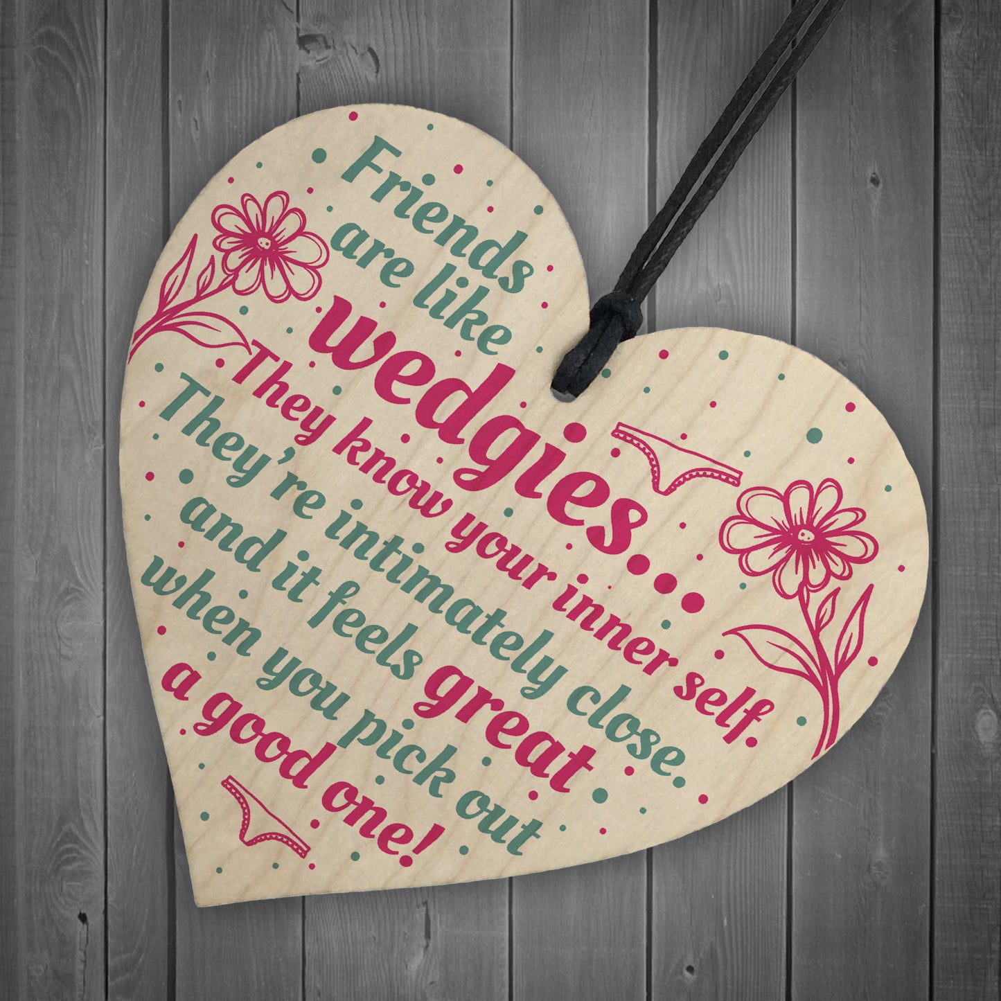 Friendship Funny Birthday Christmas Gift Wooden Heart Thank You