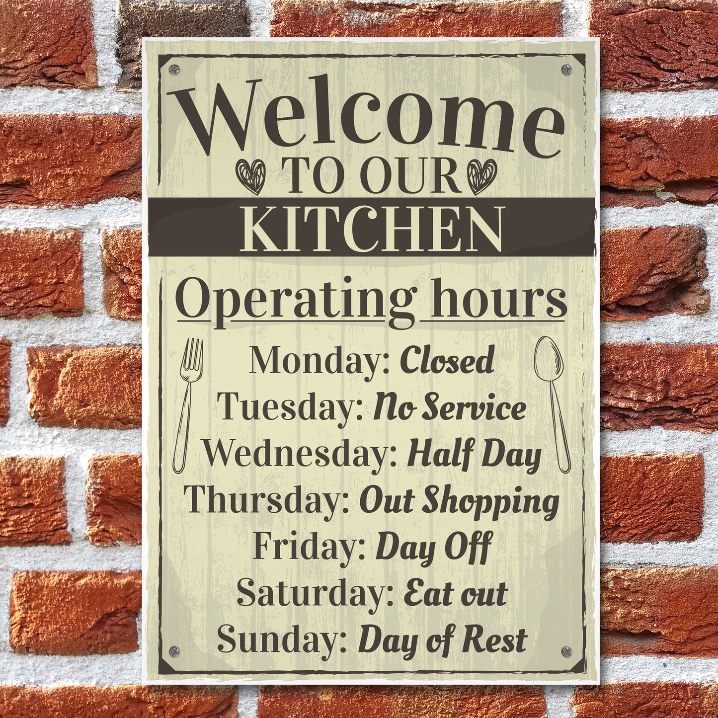 Kitchen Sign Humorous Plaque Vintage Retro Wall Shabby Chic