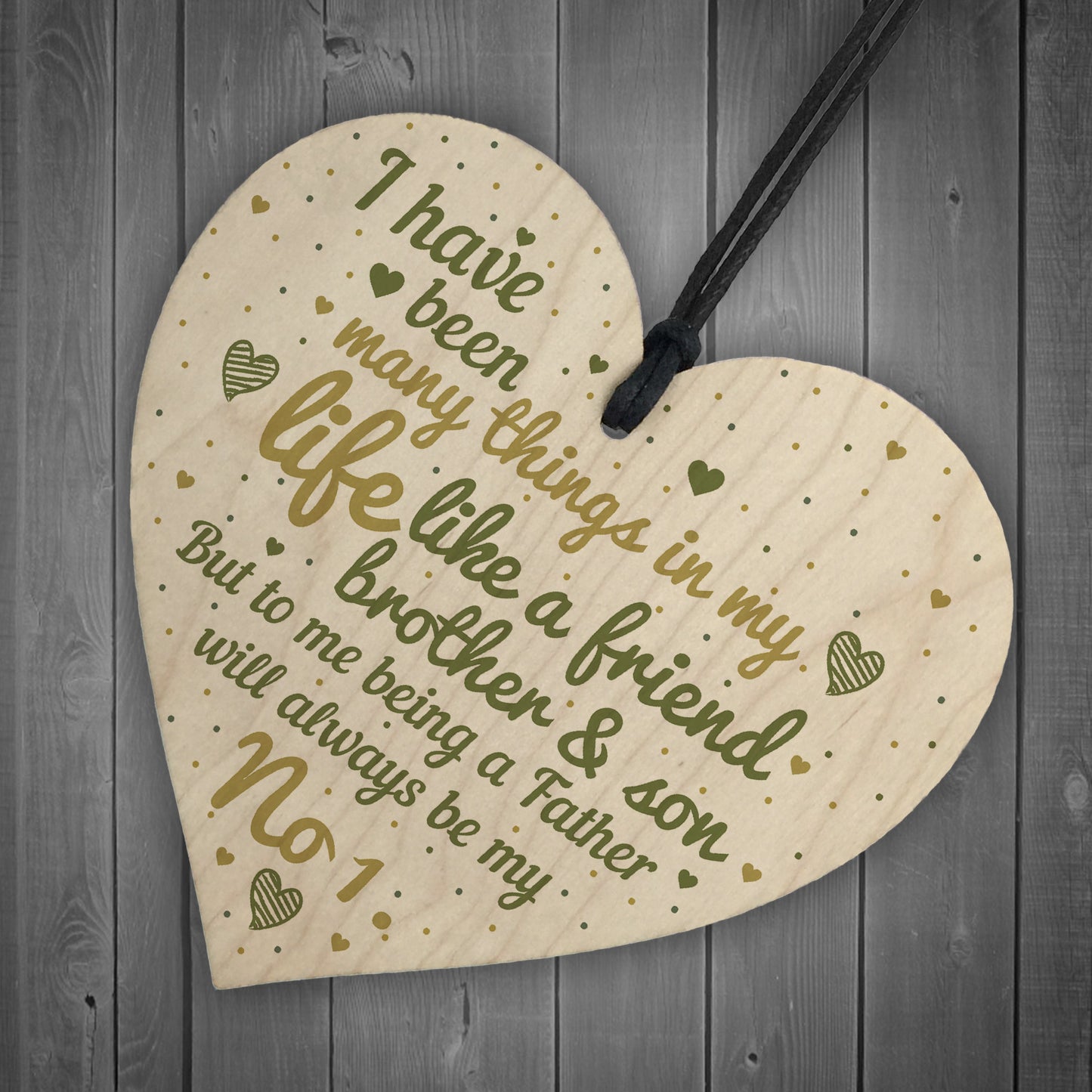 Dad Daddy Father Son Friendship Gift Wooden Heart Chic Plaque