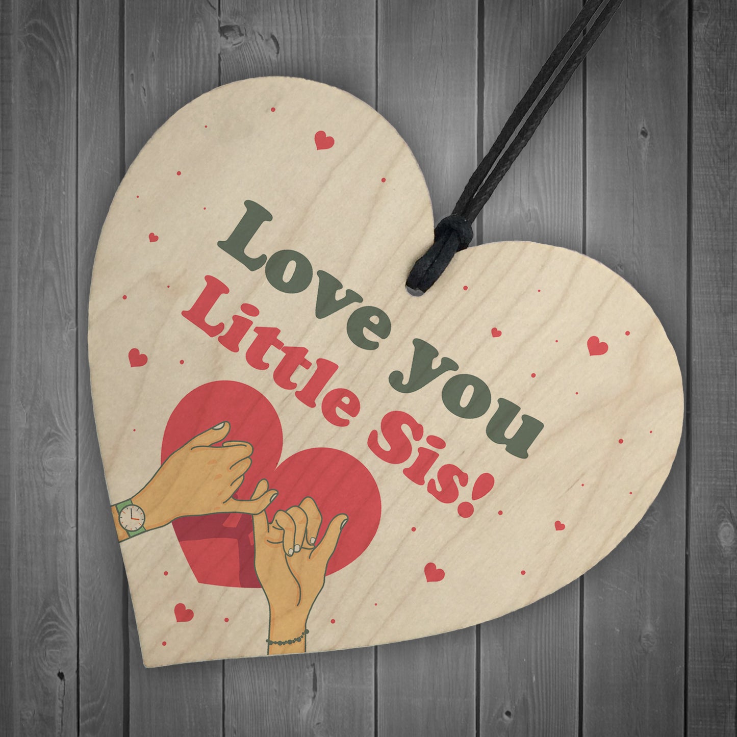 Little Sister Gift Wood Heart Birthday Christmas Gift For Sister