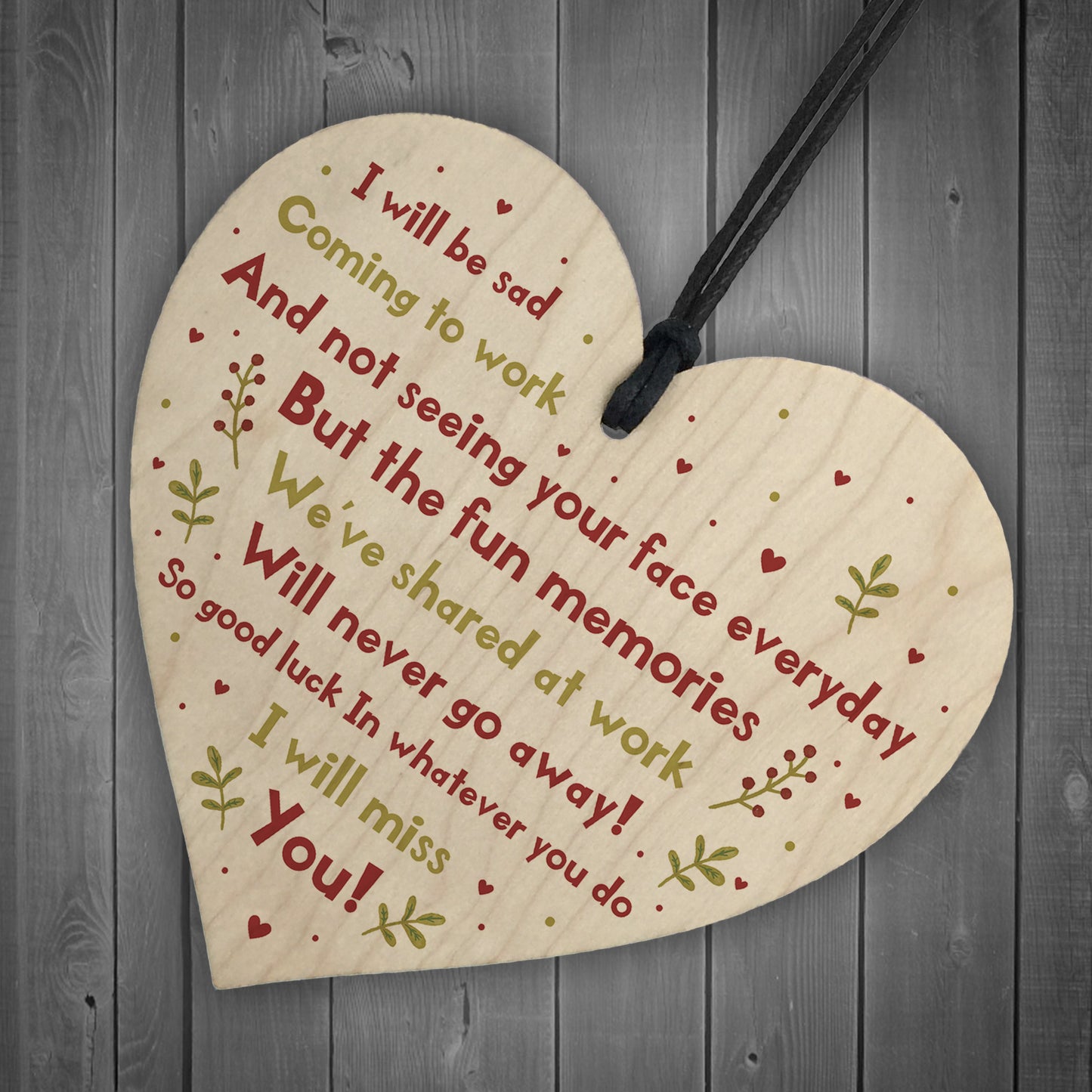Handmade Colleague Leaving Gift Wood Heart New Job Gift
