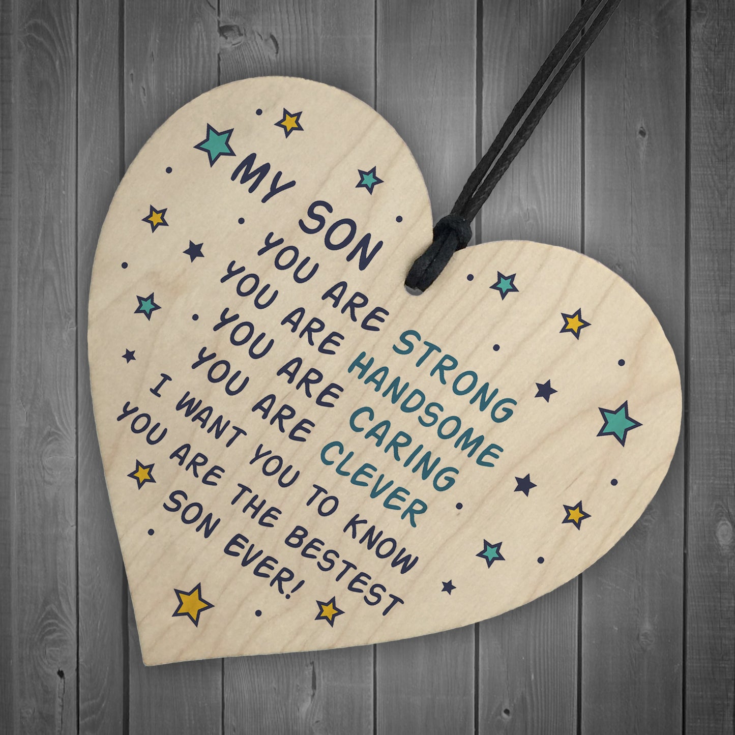 Novelty Son Gifts For Christmas Birthday Wooden Heart Keepsake