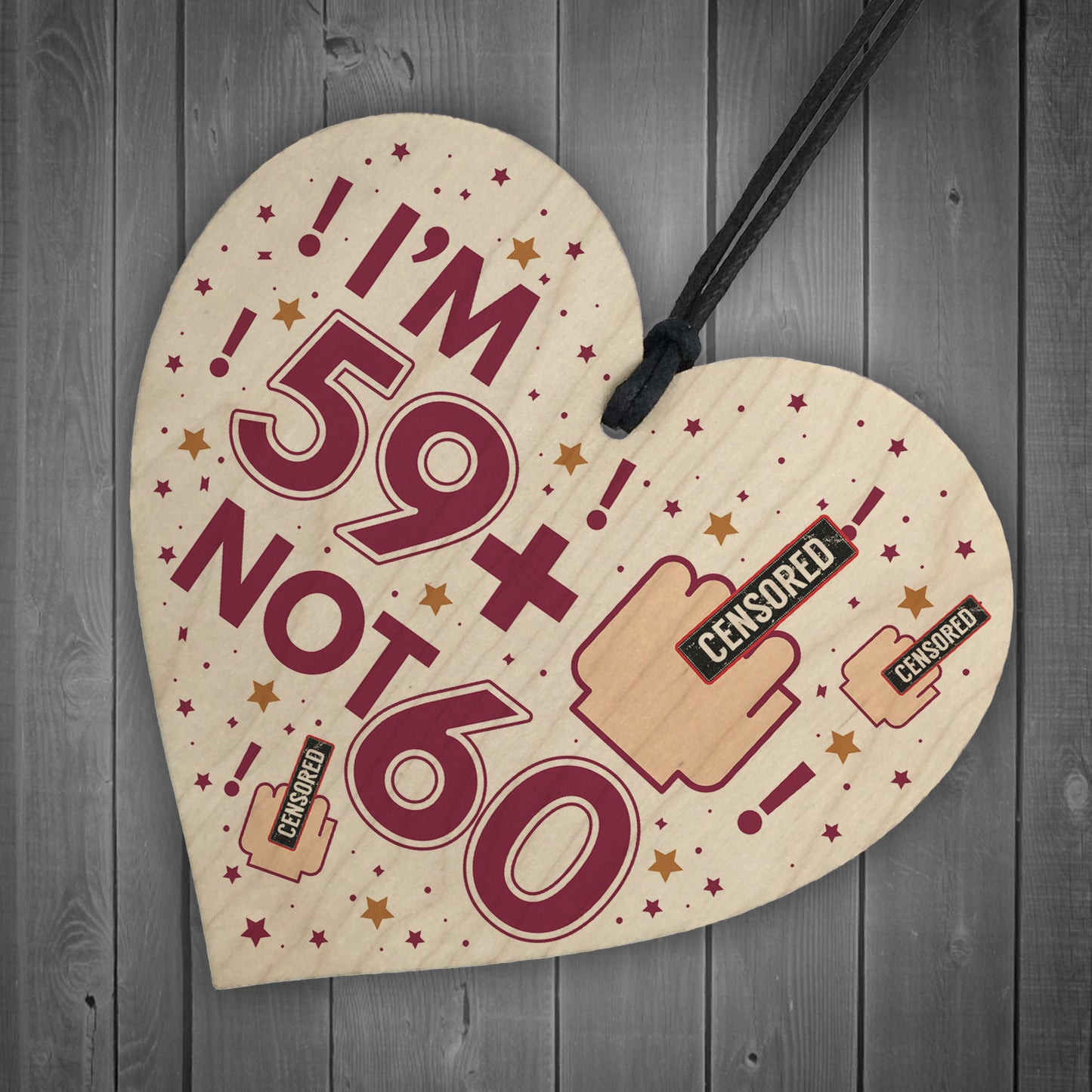 Funny Rude 60th Birthday Plaque Gift Wood Heart Gift For Him Her