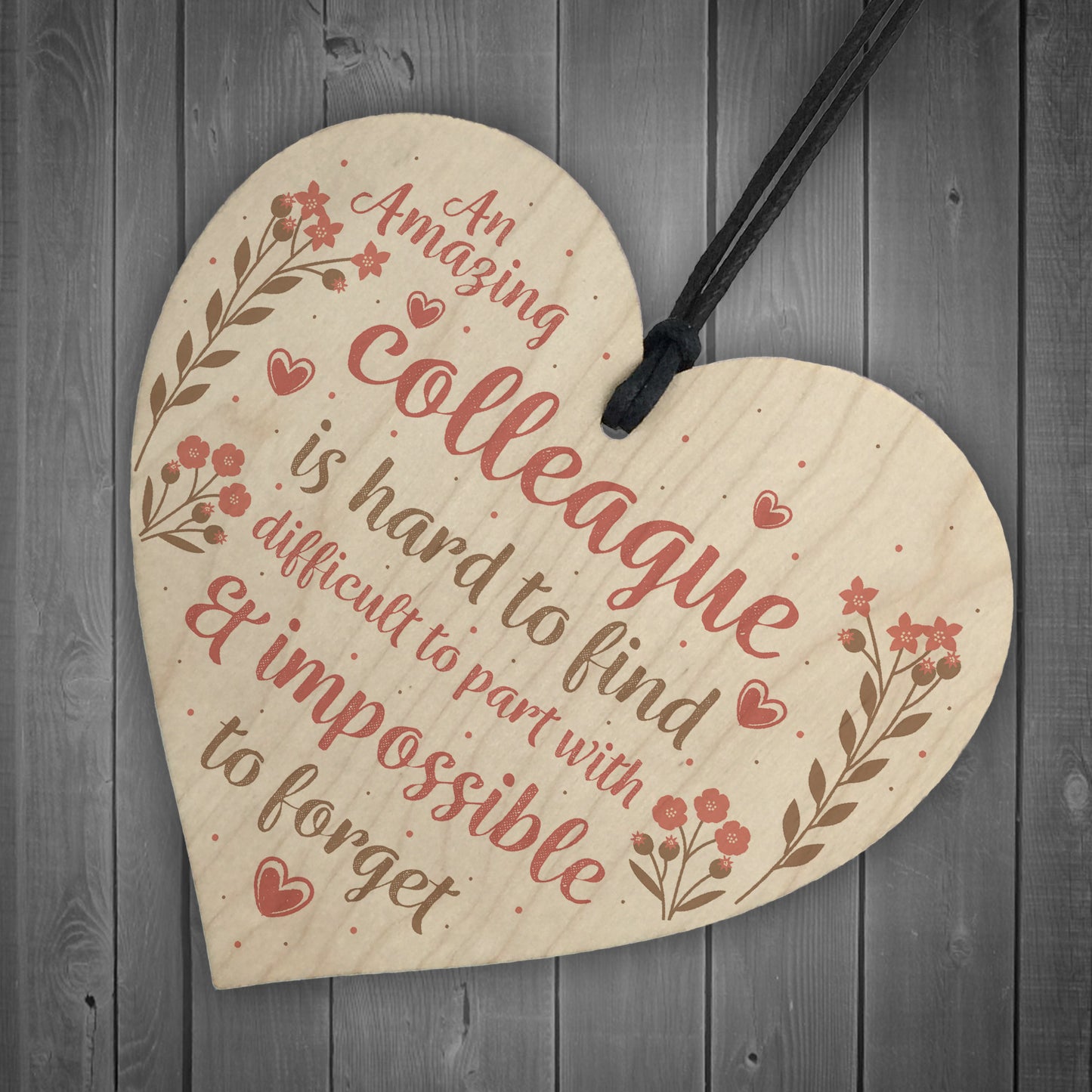Friendship Colleague Gift Wooden Heart Plaque Work Friend Gift