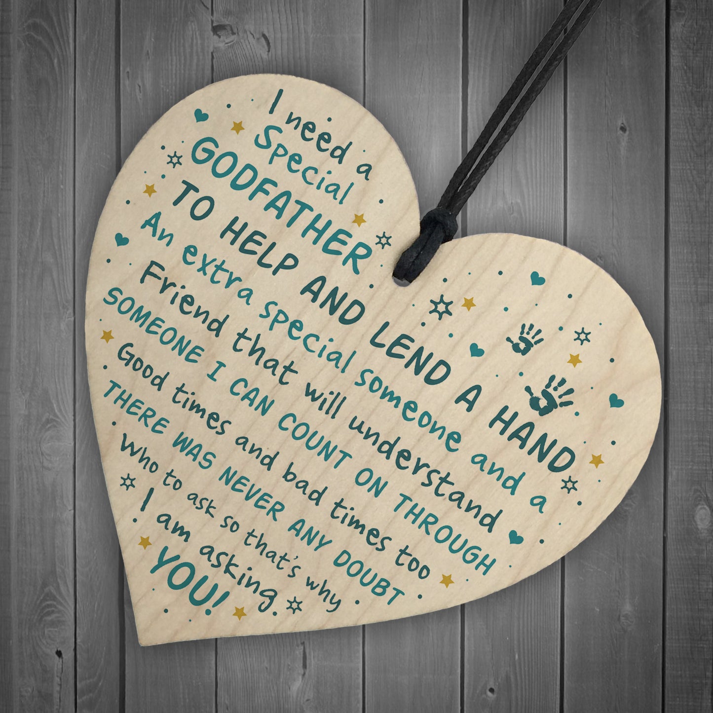 Godfather Asking Gift Wooden Heart Thank You Christening Gift