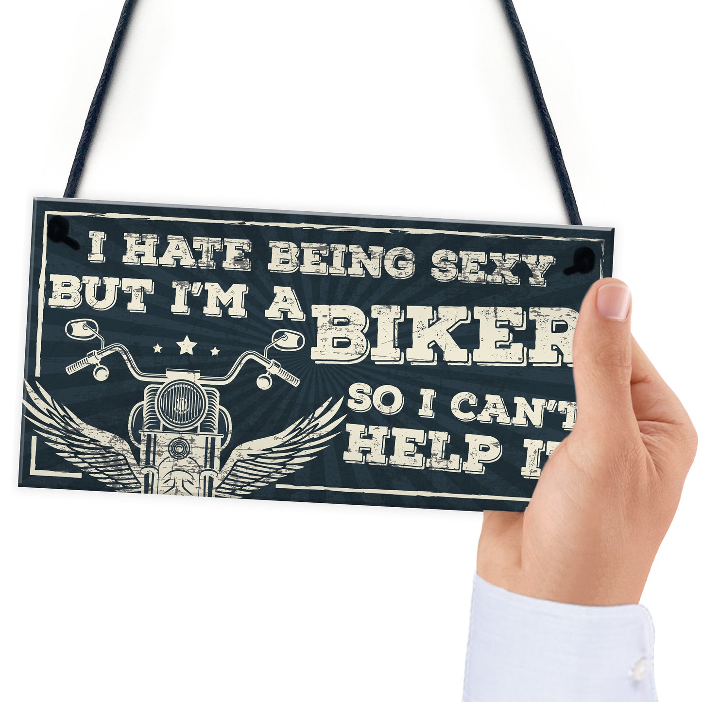 Motorbike Biker Hanging Plaque Man Cave Sign Gift For Men Dad