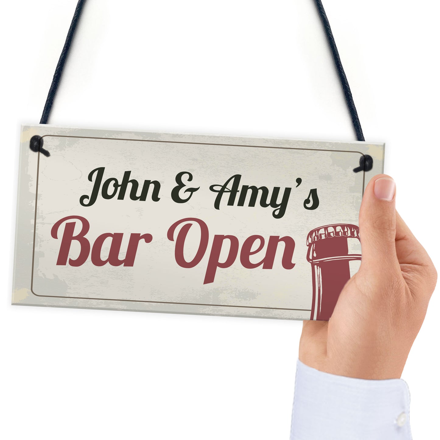 PERSONALISED Bar Open Home Bar Hanging Sign Man Cave Beer