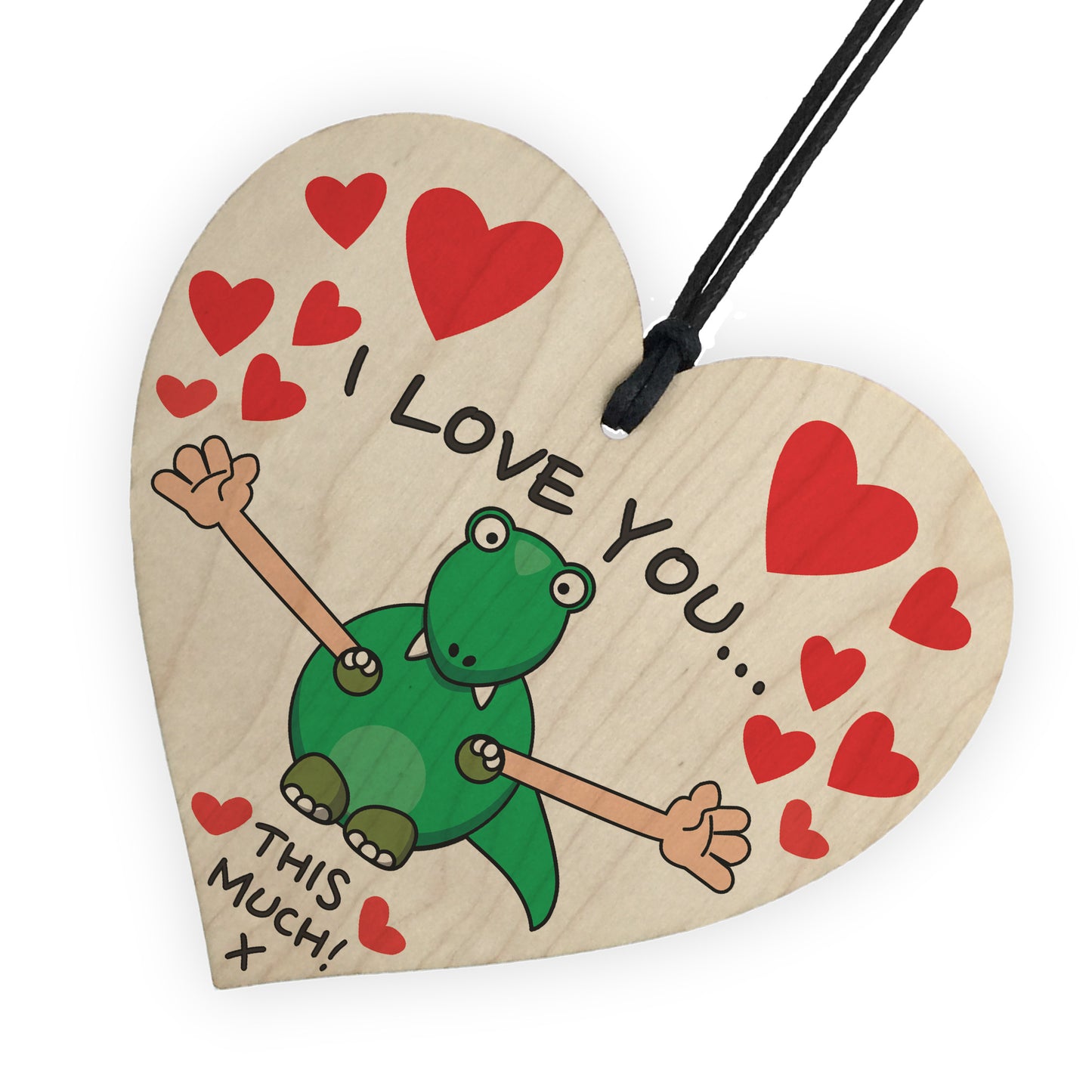 I Love You This Much Novelty Wooden Hanging Heart Plaque