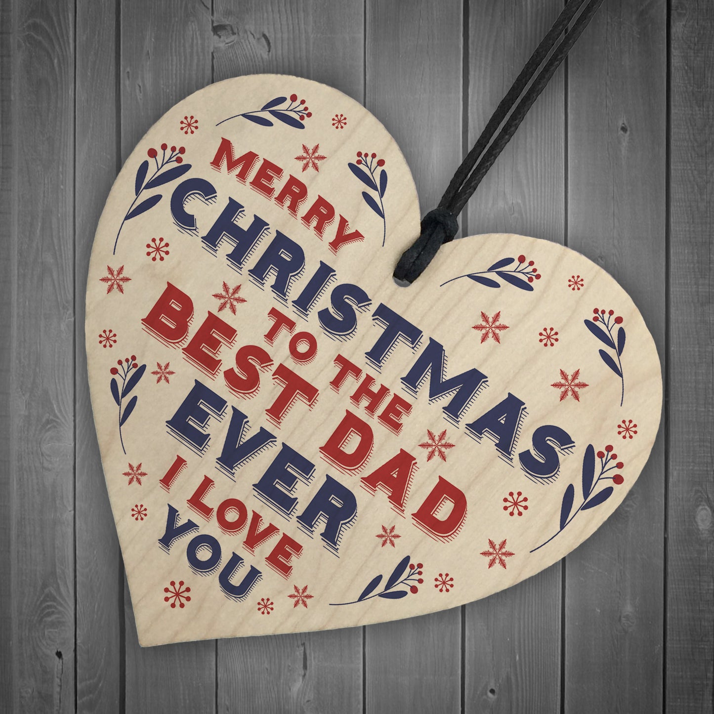 Christmas Gift For Dad Hanging Wood Heart Bauble Gift For Him