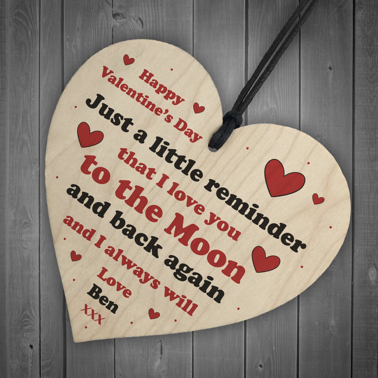 Personalised Valentines Day Gift For Girlfriend Wife Wood Heart