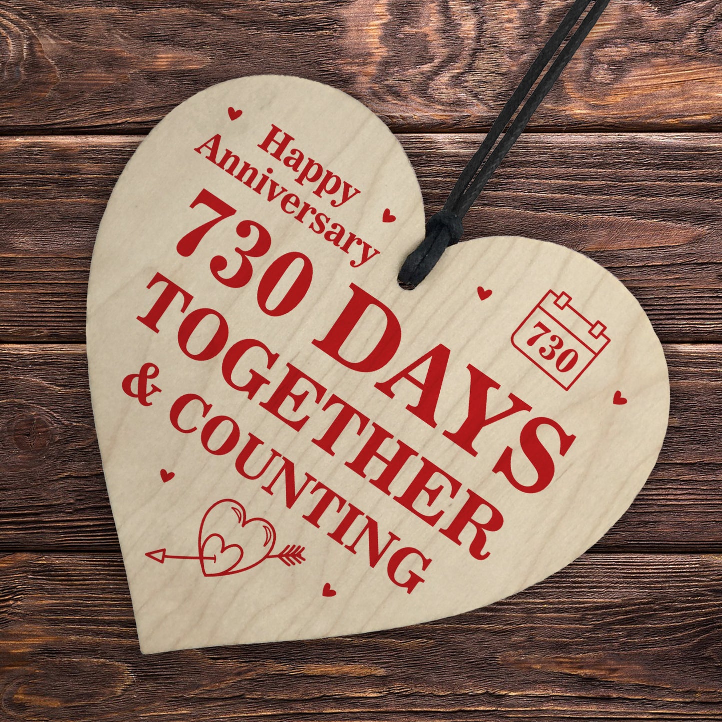 2nd Anniversary Gift Wooden Hanging Heart Gift For Boyfriend
