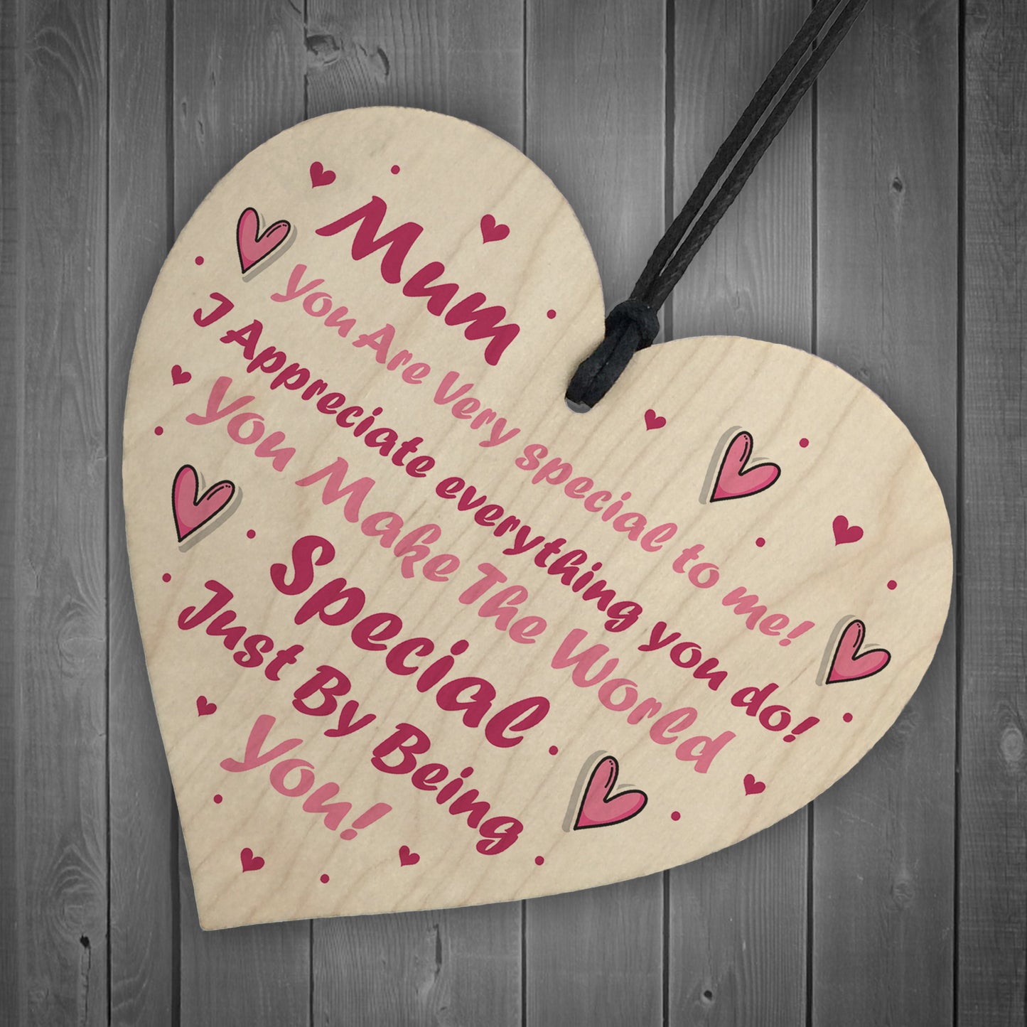 Novelty Mum Gift Wooden Heart Sign Gift For Mothers Day Birthday