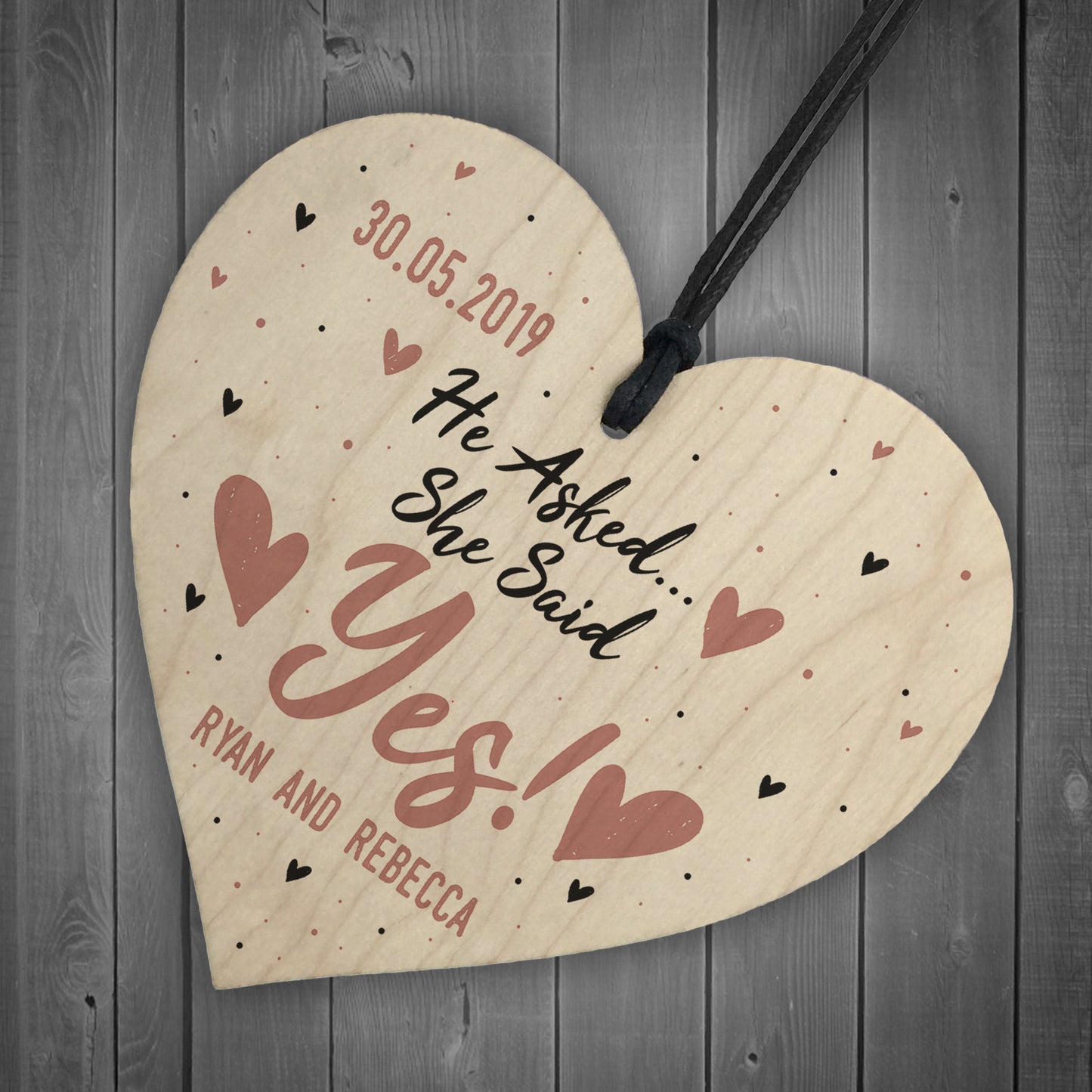 Personalised Engagement Gift Wooden Heart Gift For Couple