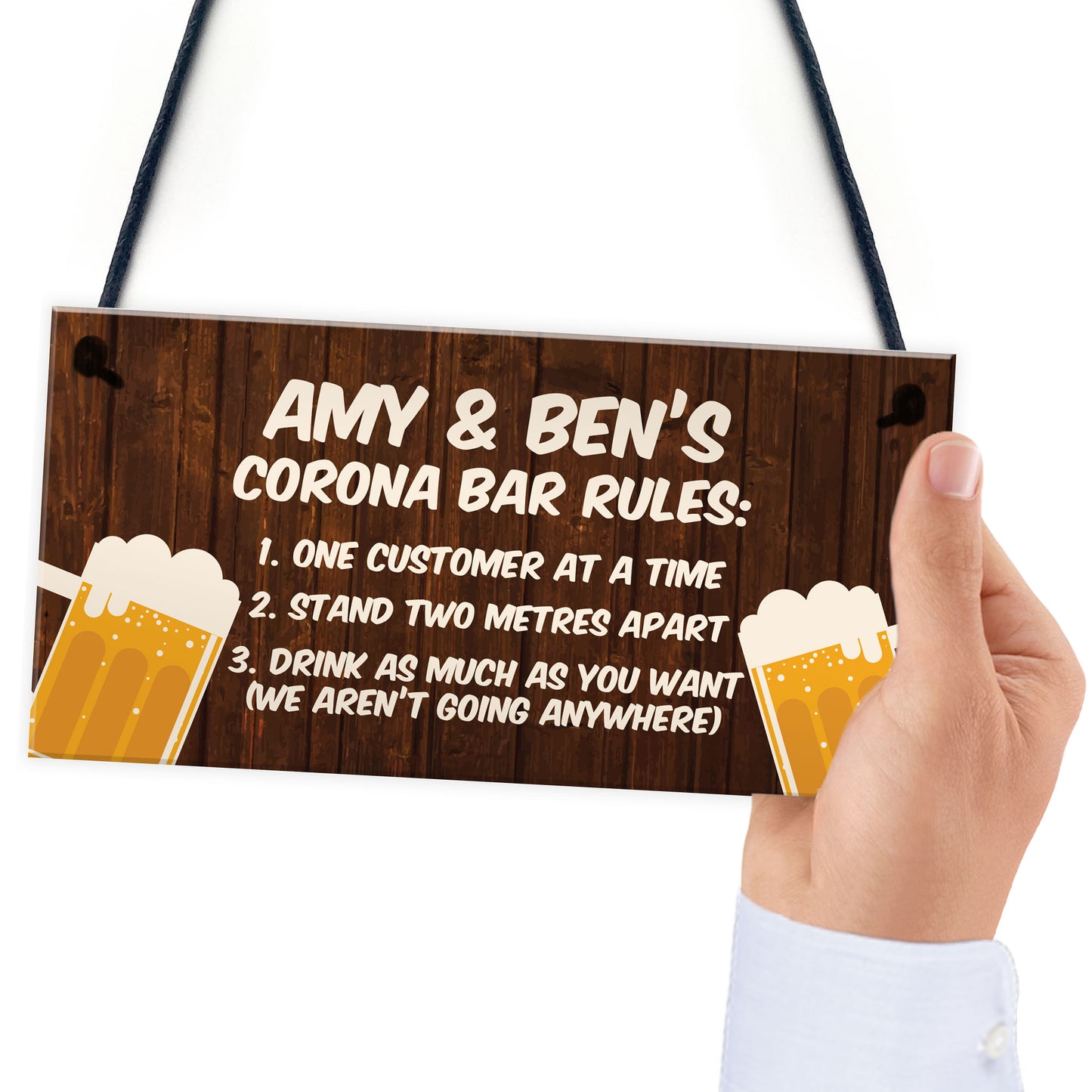 Funny Personalised Corona Bar Rules Home Bar Pub Sign Garden