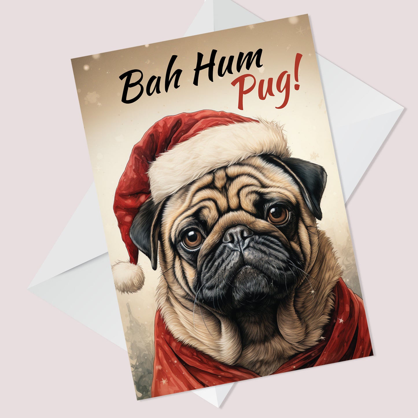 Bah Hum Pug Christmas Card Funny Christmas Card For Mum Dad