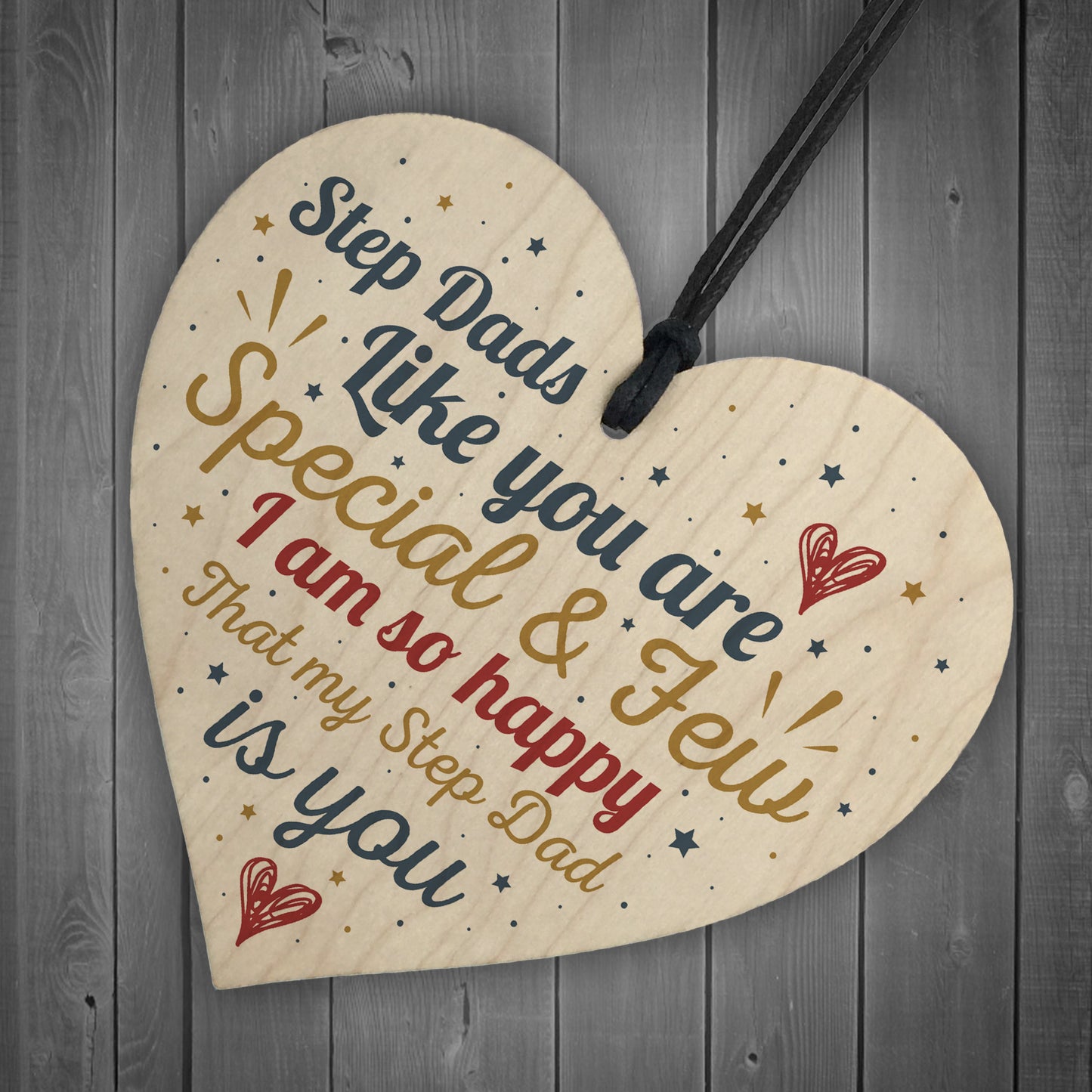 Step Dad Father Gift Christmas Birthday Gift Wood Heart Plaque