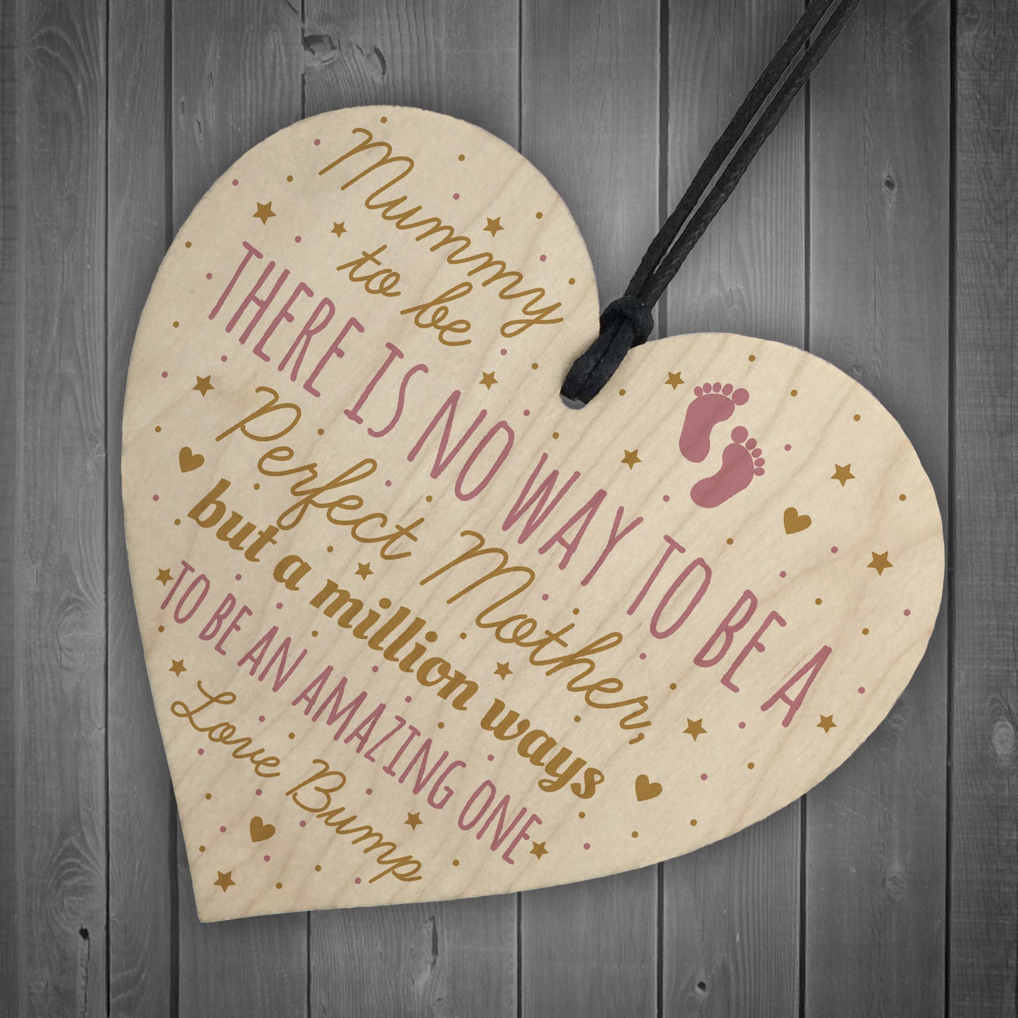 Mummy Mum To Be Present Baby Shower Wood Heart Plaque