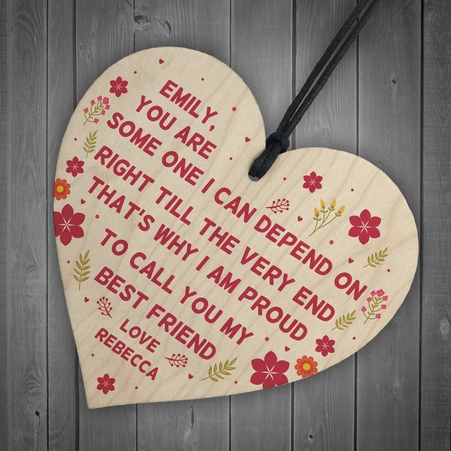 Best Friend Personalised Gift Wooden Heart Keepsake For Friend