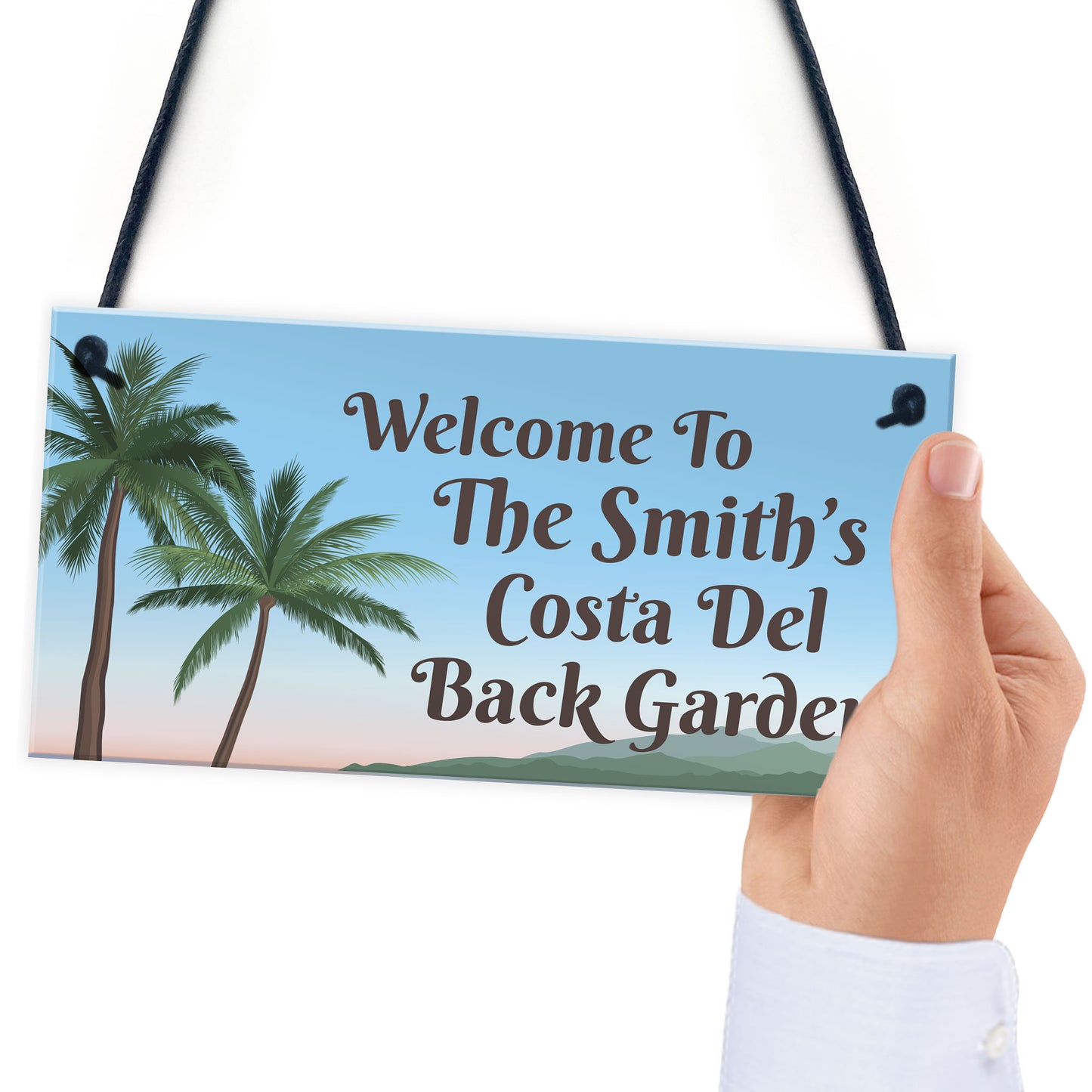 Funny Garden Sign For Outdoor Costa Del Backgarden Personalised