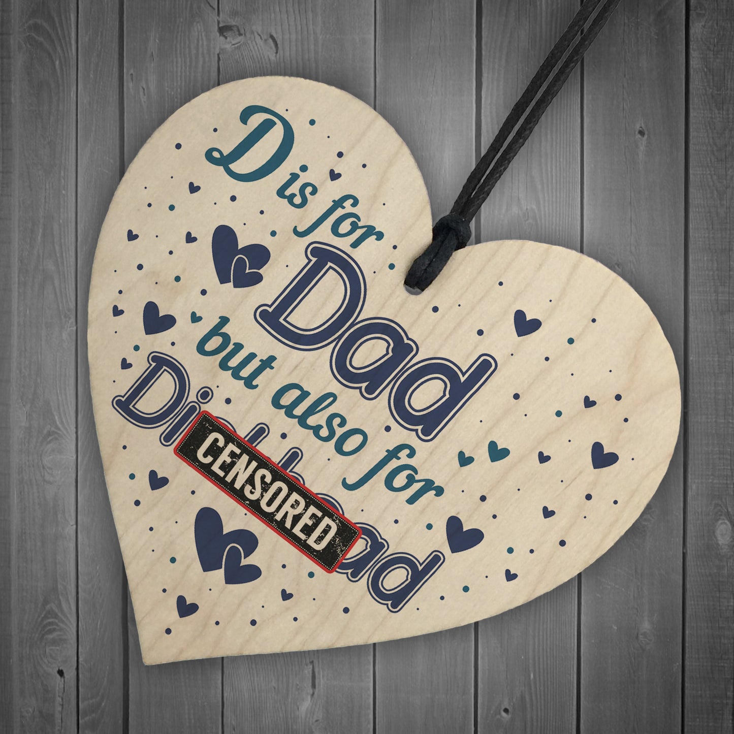Funny Rude Gift For Dad Wood Heart Novelty Birthday Christmas