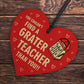 Thank You Teacher Gifts Wooden Heart Teacher Leaving Gifts