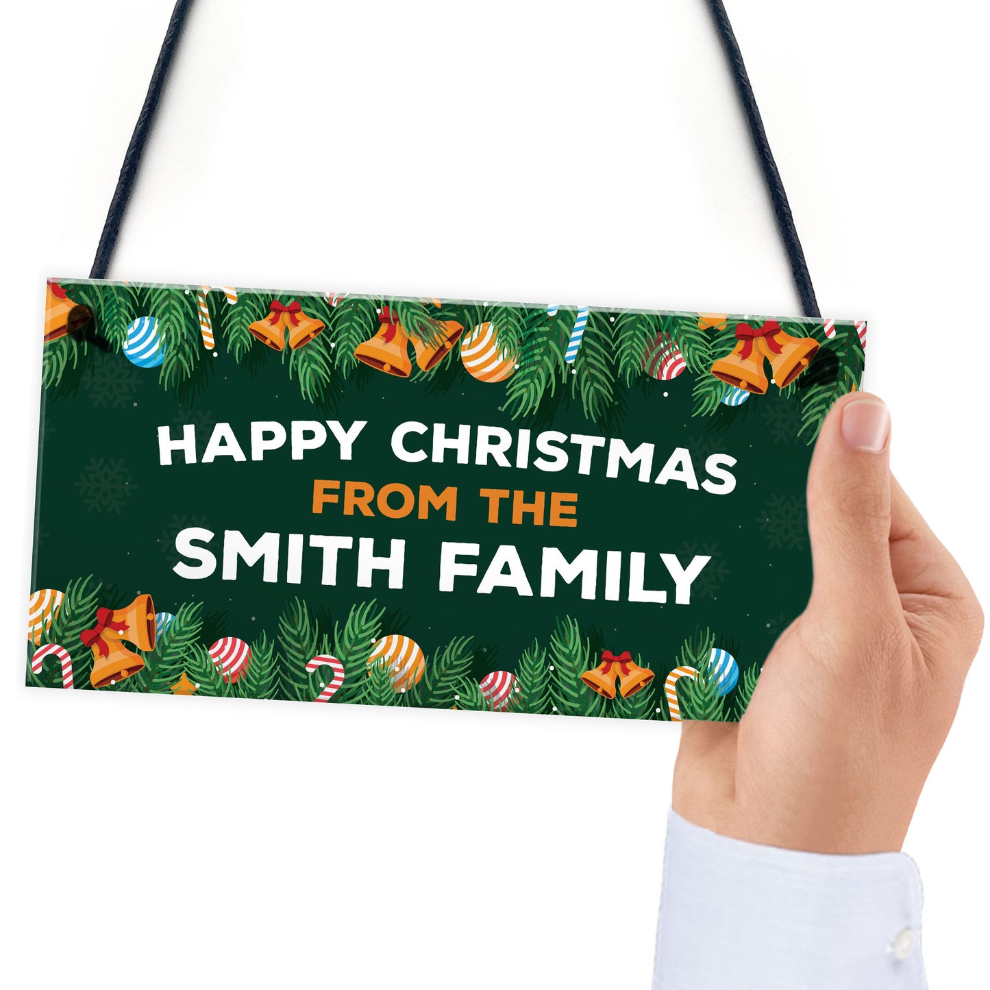 Happy Christmas Sign Personalised Family Plaque Christmas Sign