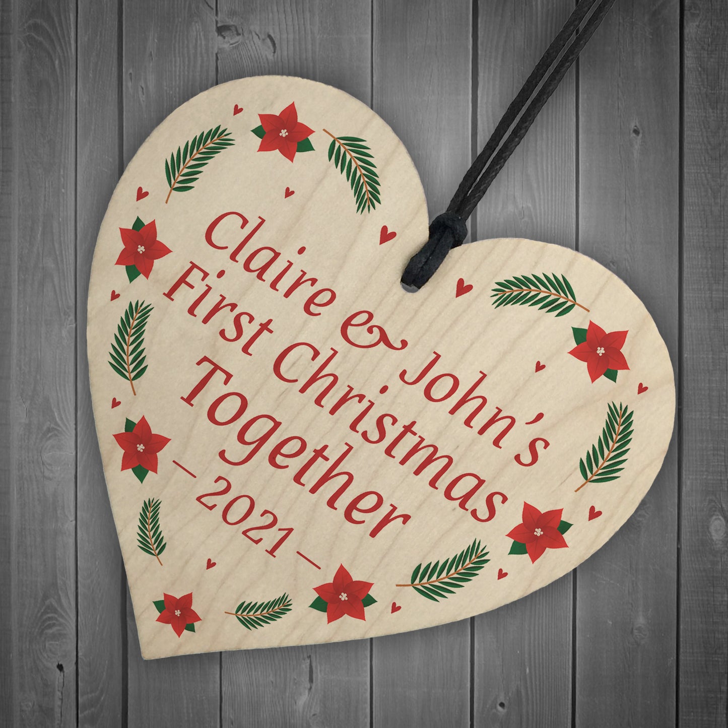 First Christmas Together Wood Bauble Personalised Tree Decor