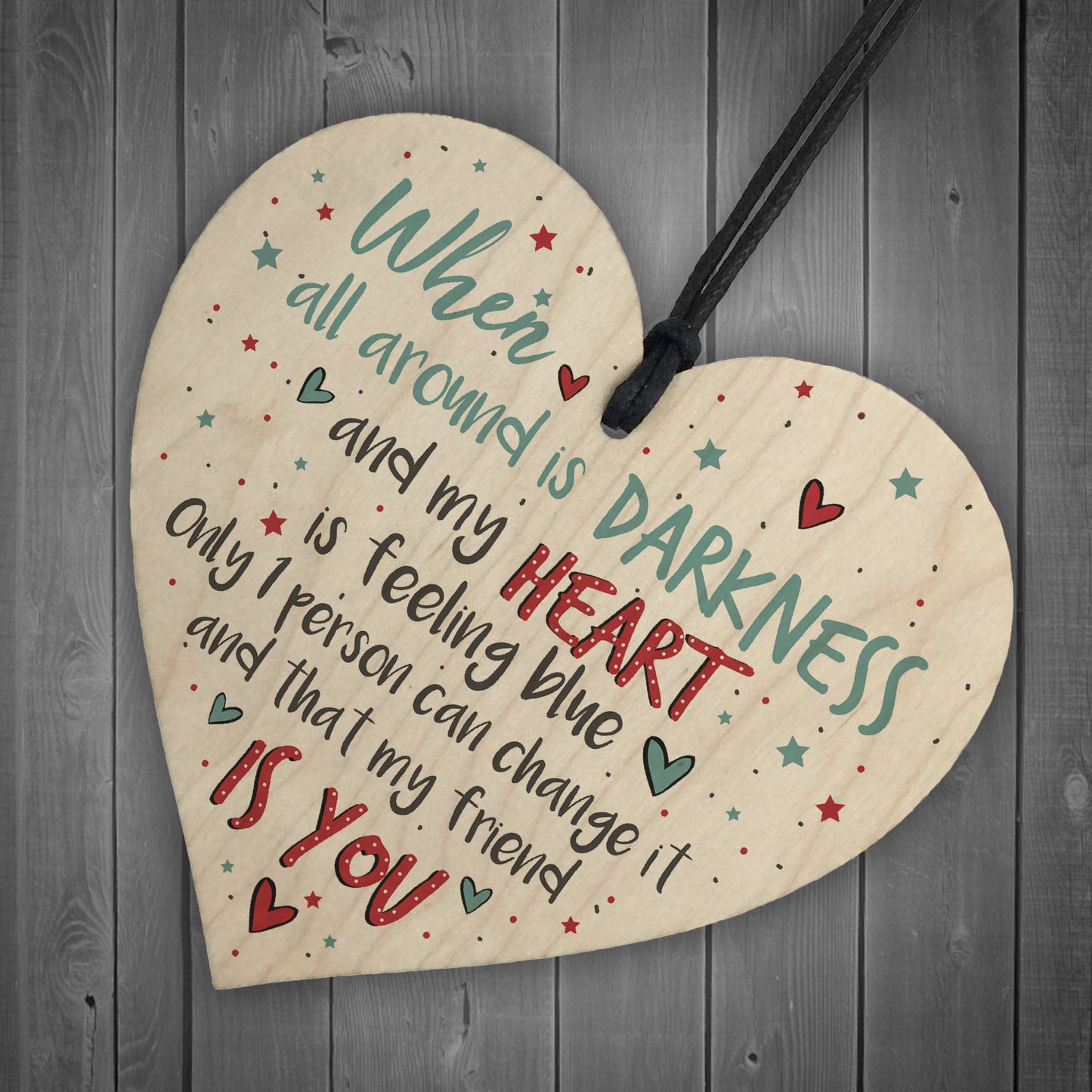 Friendship Thank You Gift Handmade Wood Heart Sign Chic Plaque