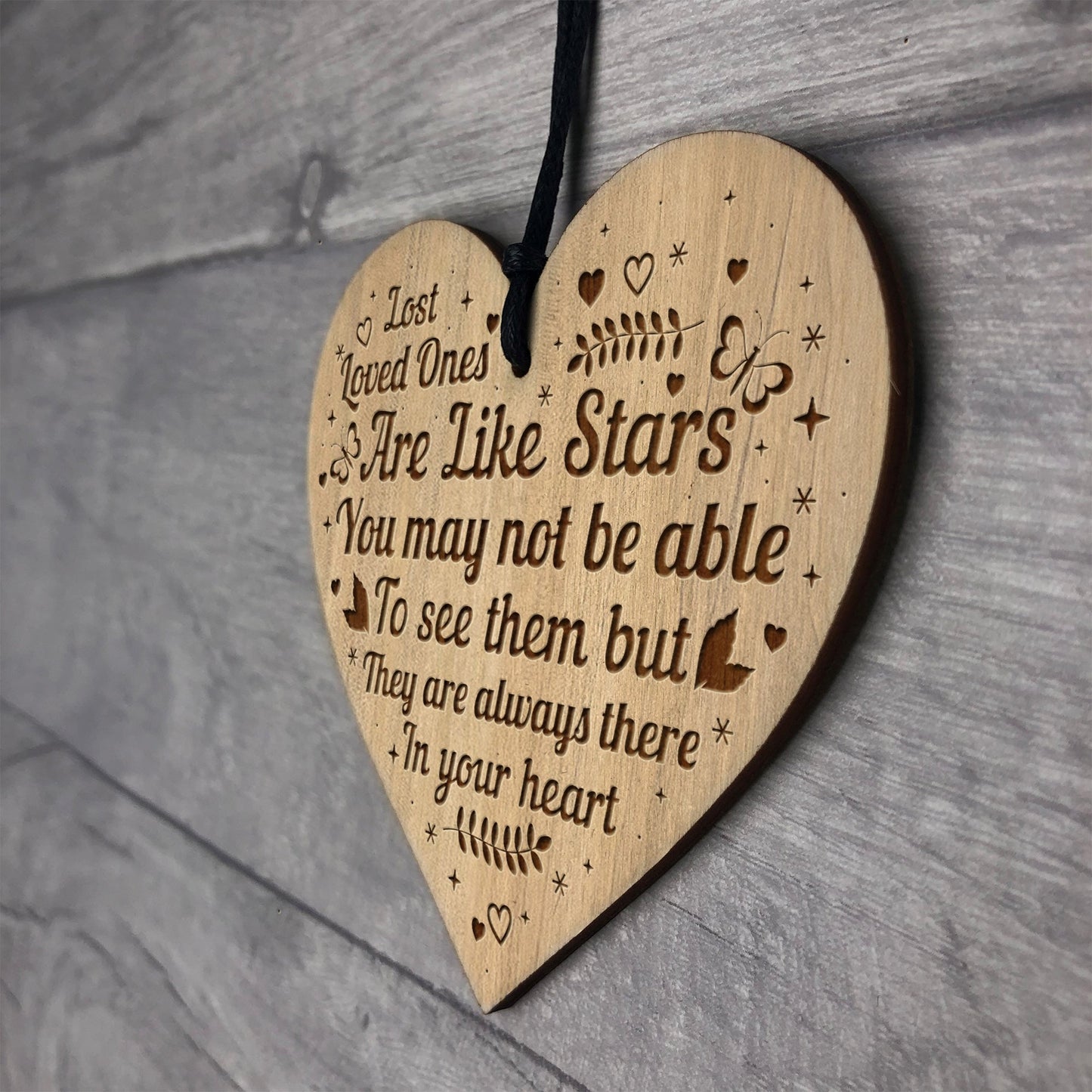 Memorial In Loving Memory Plaque Engraved Wood Heart Christmas