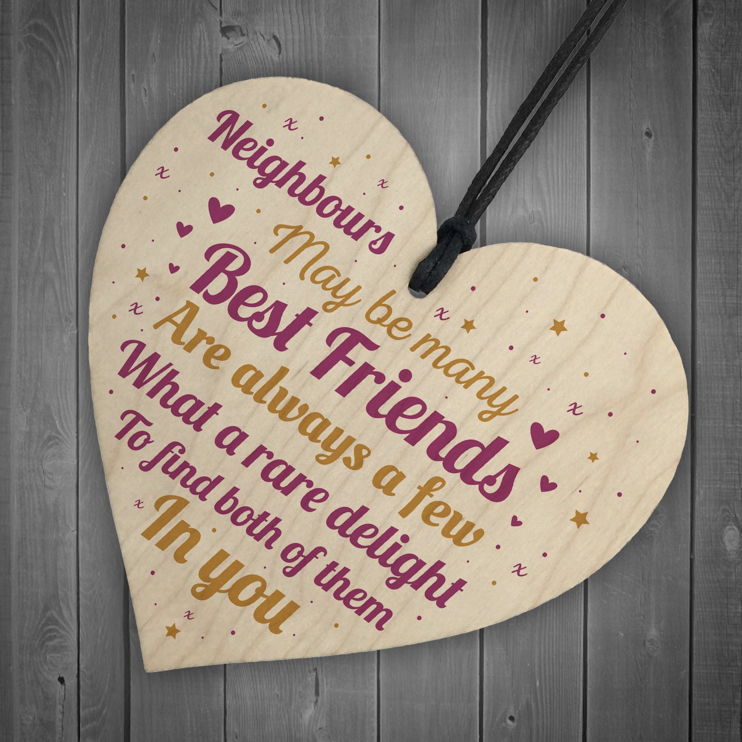 Neighbour Friendship Gift Handmade Wooden Heart Best Friend Sign