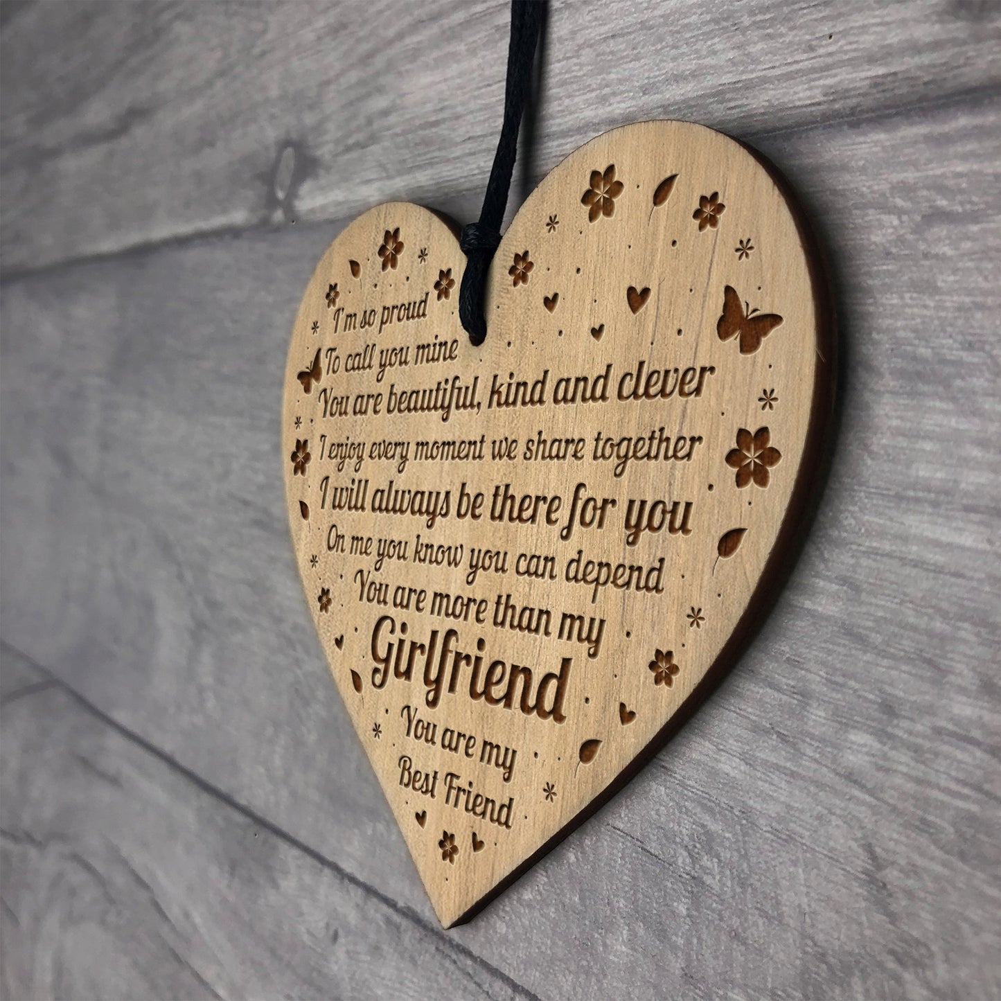 Girlfriend Birthday Gift Card Engraved Heart Anniversary Gift