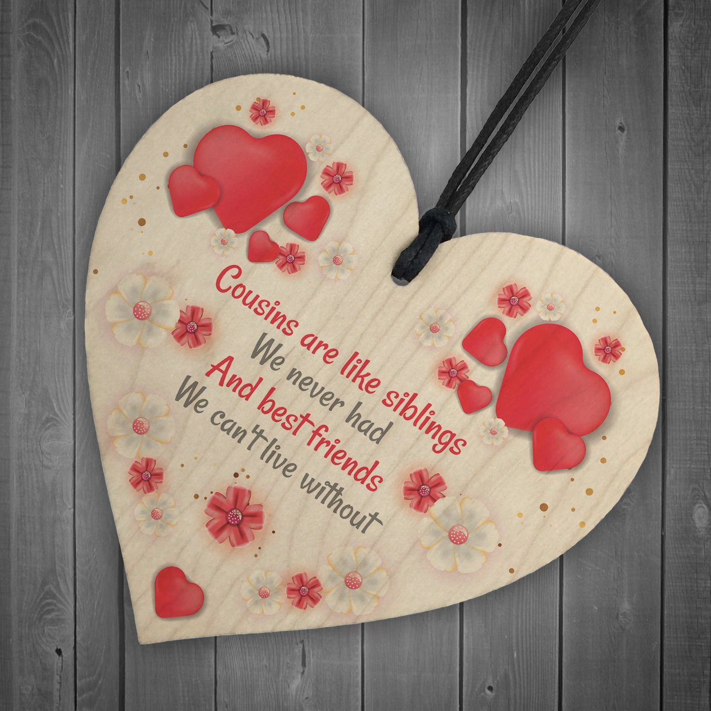 Gift For Cousin Birthday Christmas Wood Heart Best Friend Gift