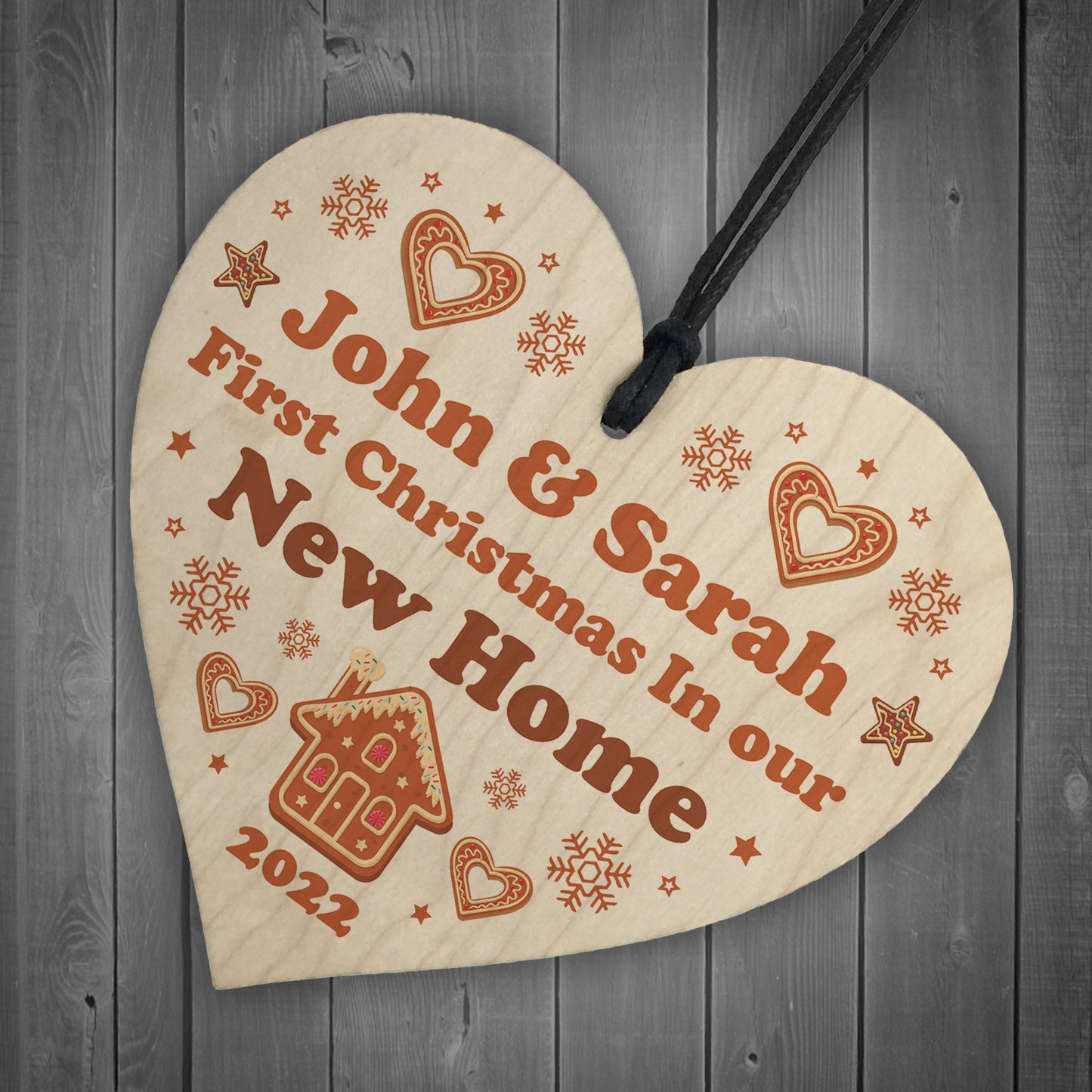 First Christmas In NEW HOME Personalised Wood Heart Christmas