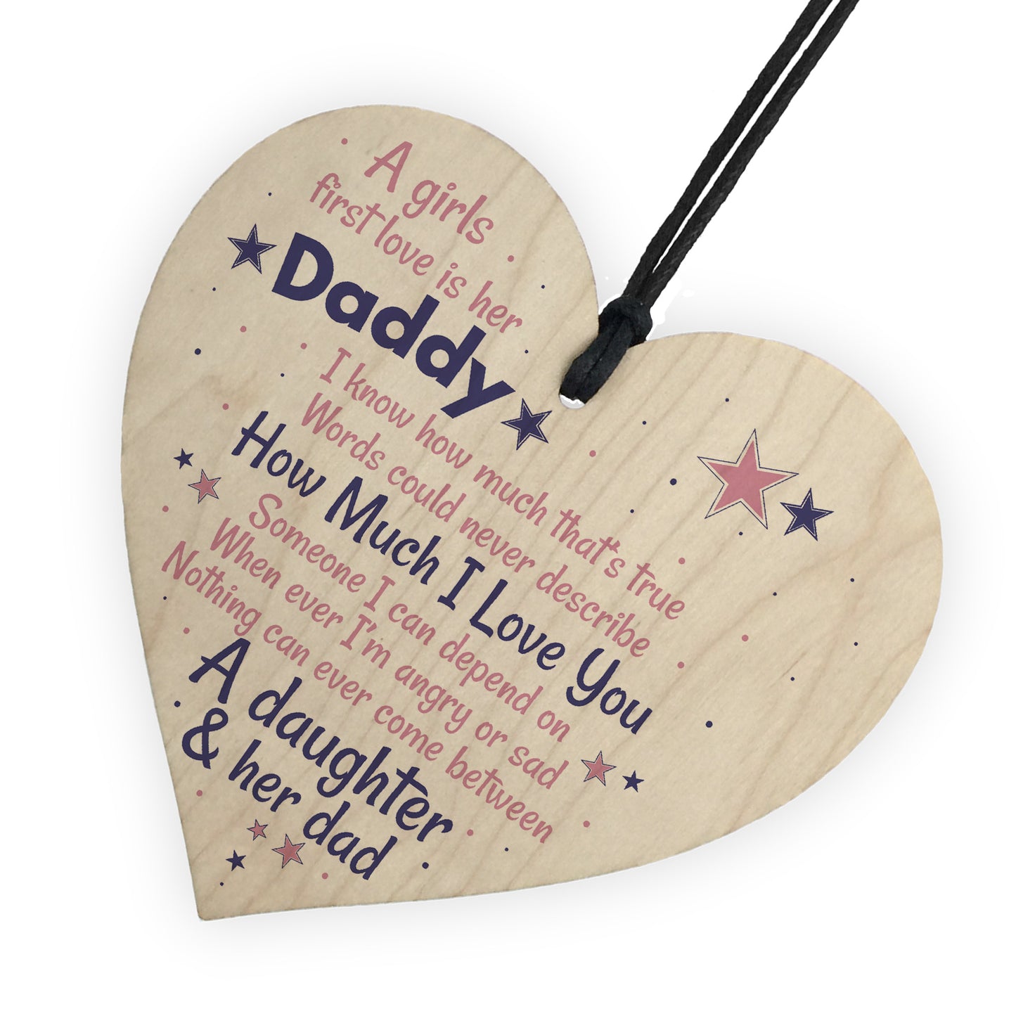 First Love Daddy Fathers Day Dad Gift From Daughter Wood Heart