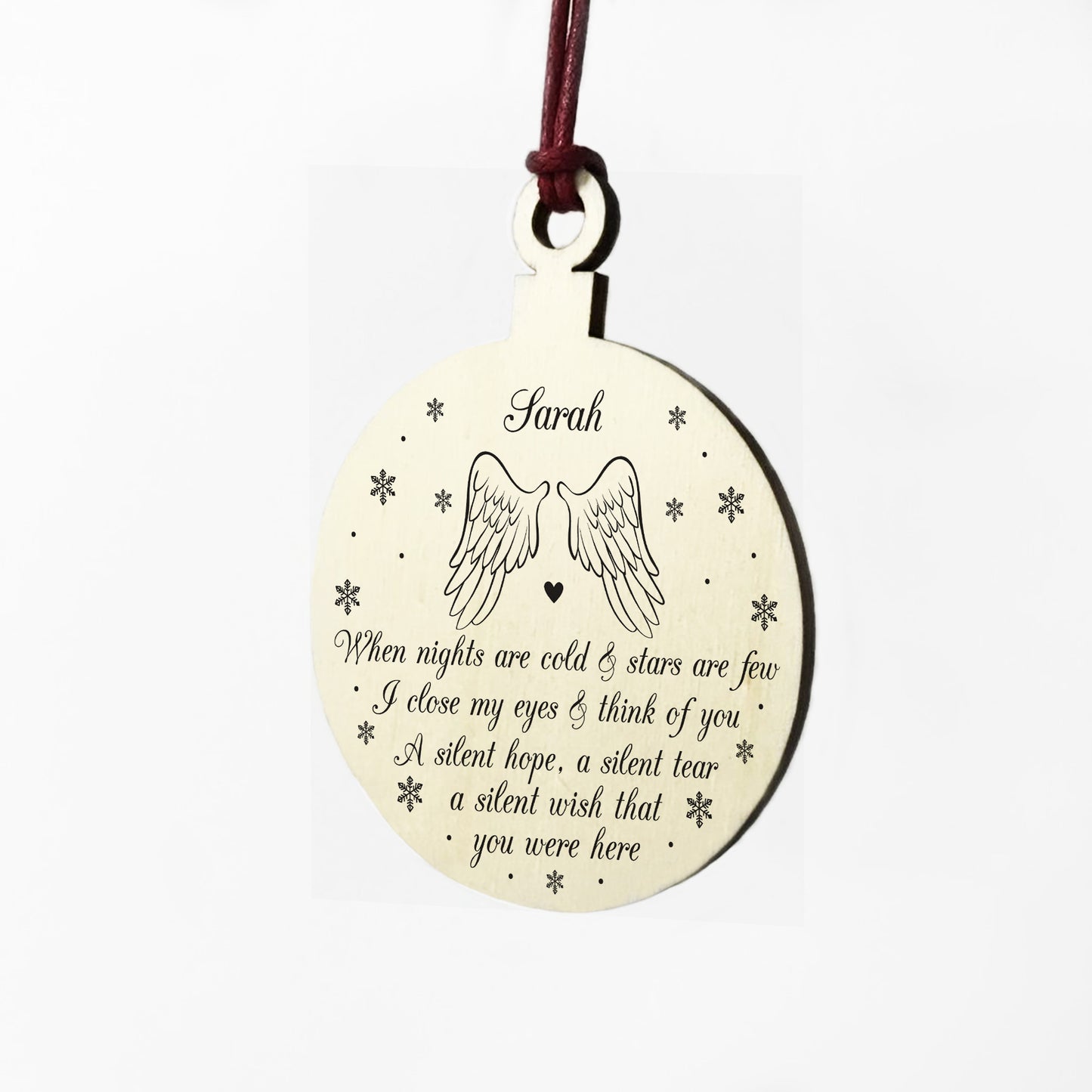 PERSONALISED Memorial Gift For Christmas Tree Wood Bauble