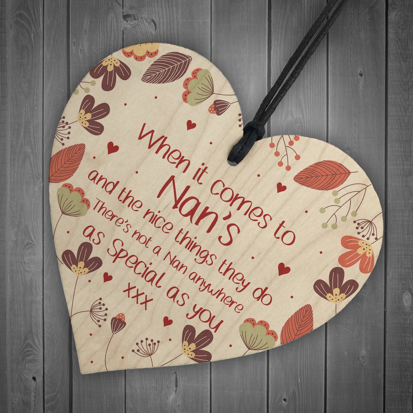 Gift For Nan Wooden Heart Birthday Christmas Gift For Nan