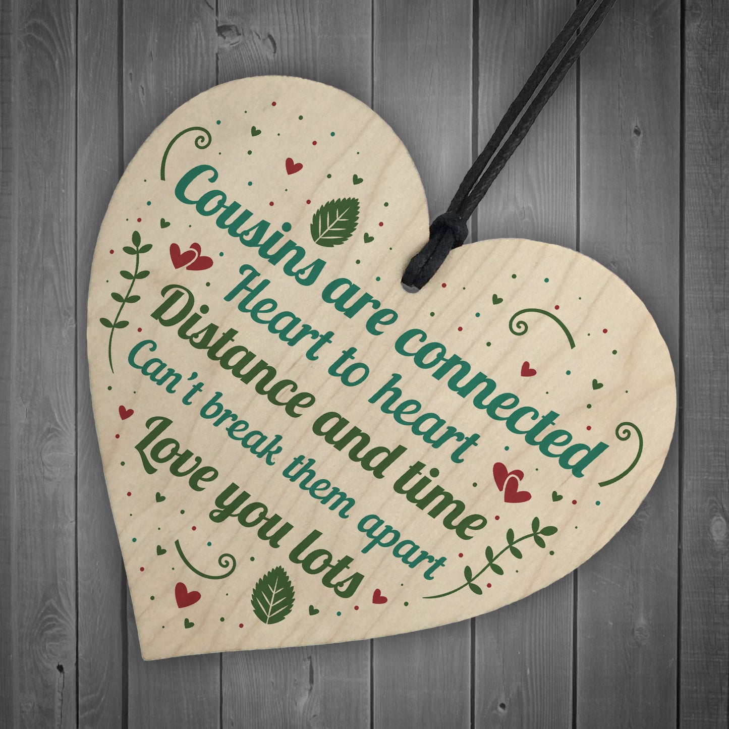Birthday Christmas Gift For Cousin Wood Heart Family Friend Sign