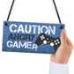Blue Gaming Sign Hanging Door Plaque Gamer Gift Boys Bedroom