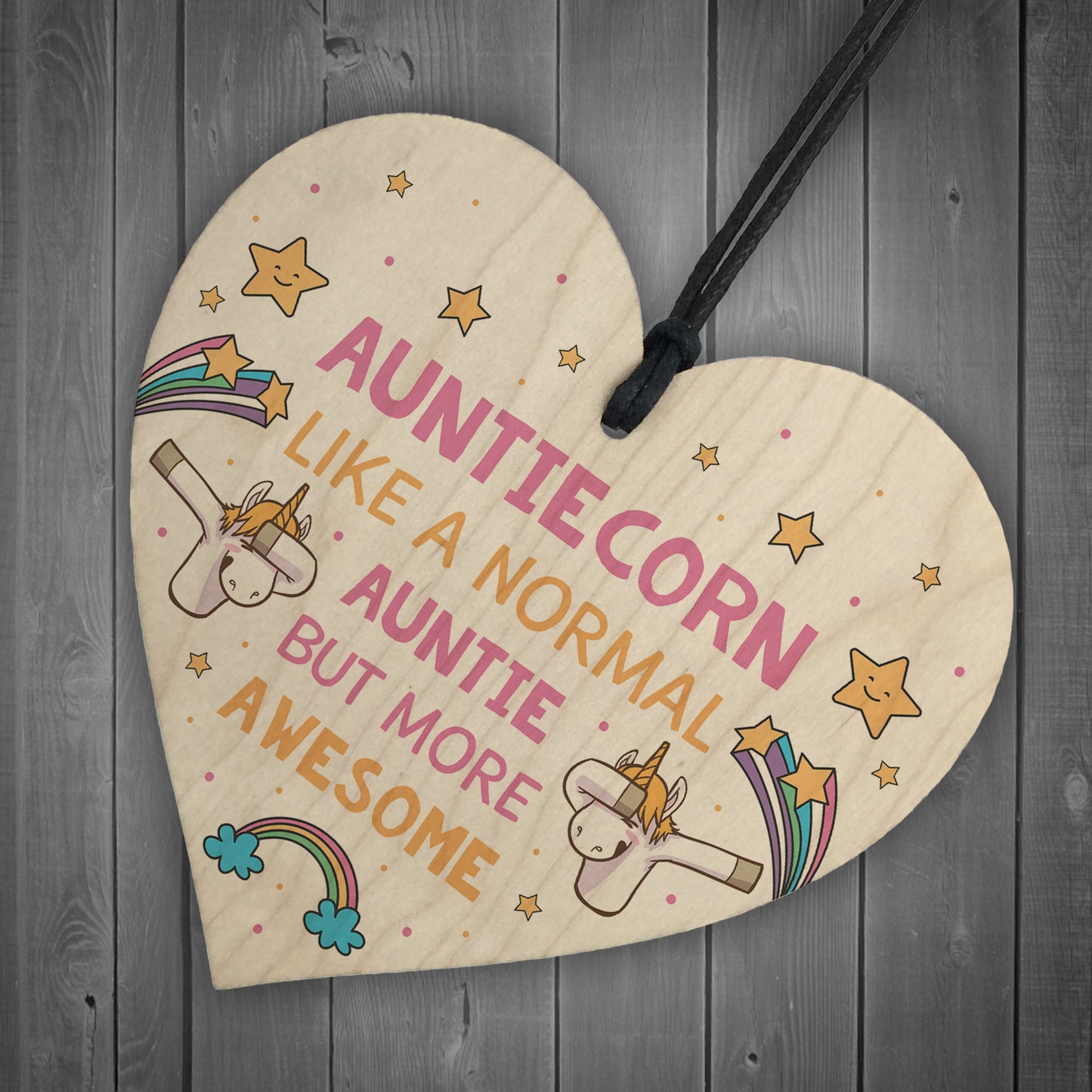 Auntiecorn Auntie Birthday Xmas Wood Heart Novelty Auntie Gift