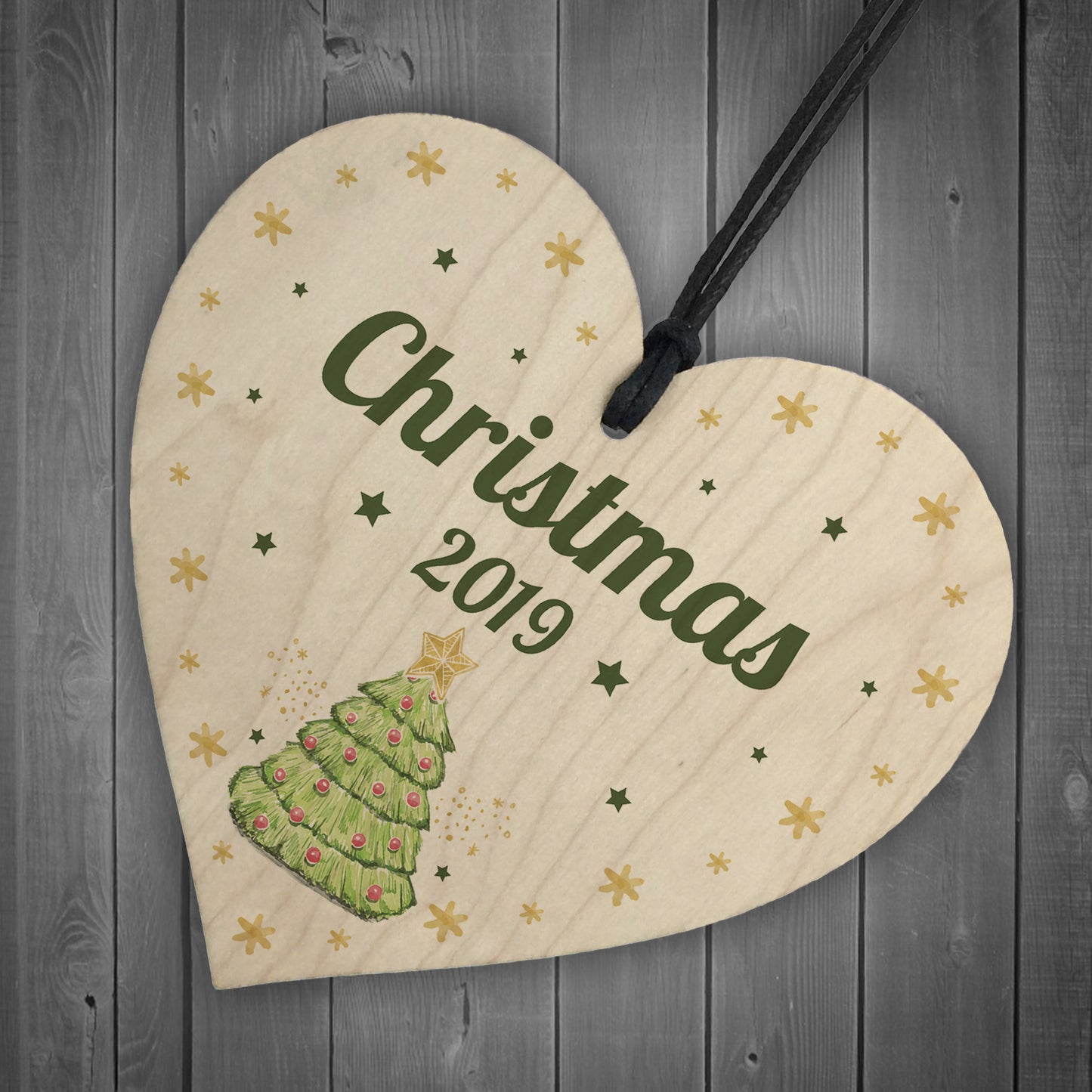 Christmas Tree Decoration Personalised Wooden Heart Xmas Bauble