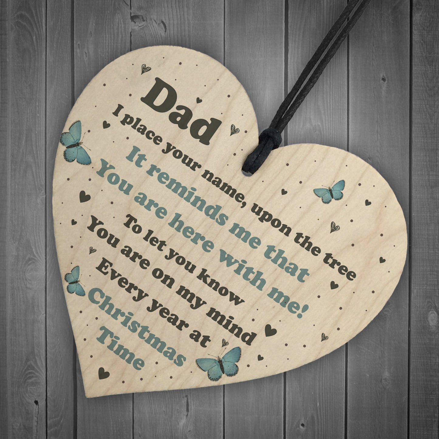 Dad Christmas Memorial Decoration Wood Hanging Heart